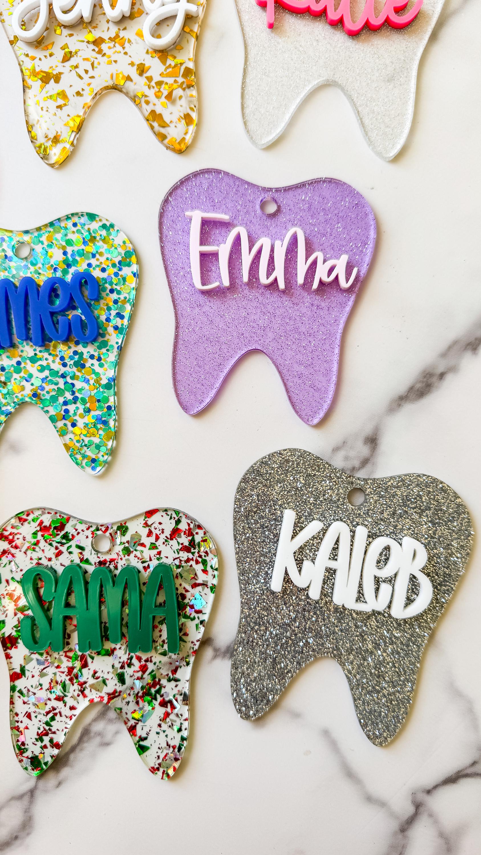 Acrylic Tooth Ornament – Colorful Dentist Gift, Dental Office Decor, Tooth Shaped Keepsake thumbnail 5