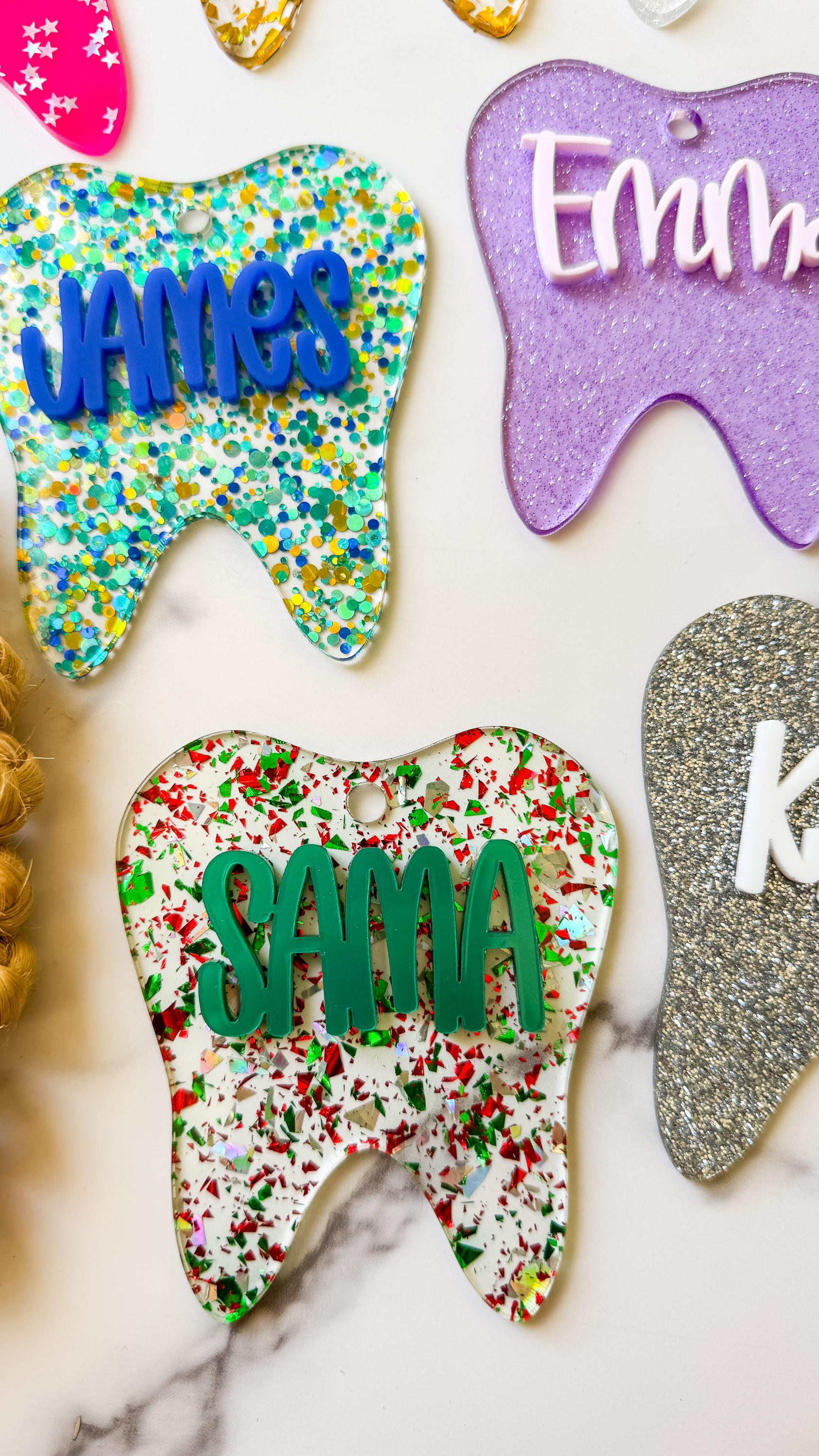 Acrylic Tooth Ornament – Colorful Dentist Gift, Dental Office Decor, Tooth Shaped Keepsake thumbnail 7