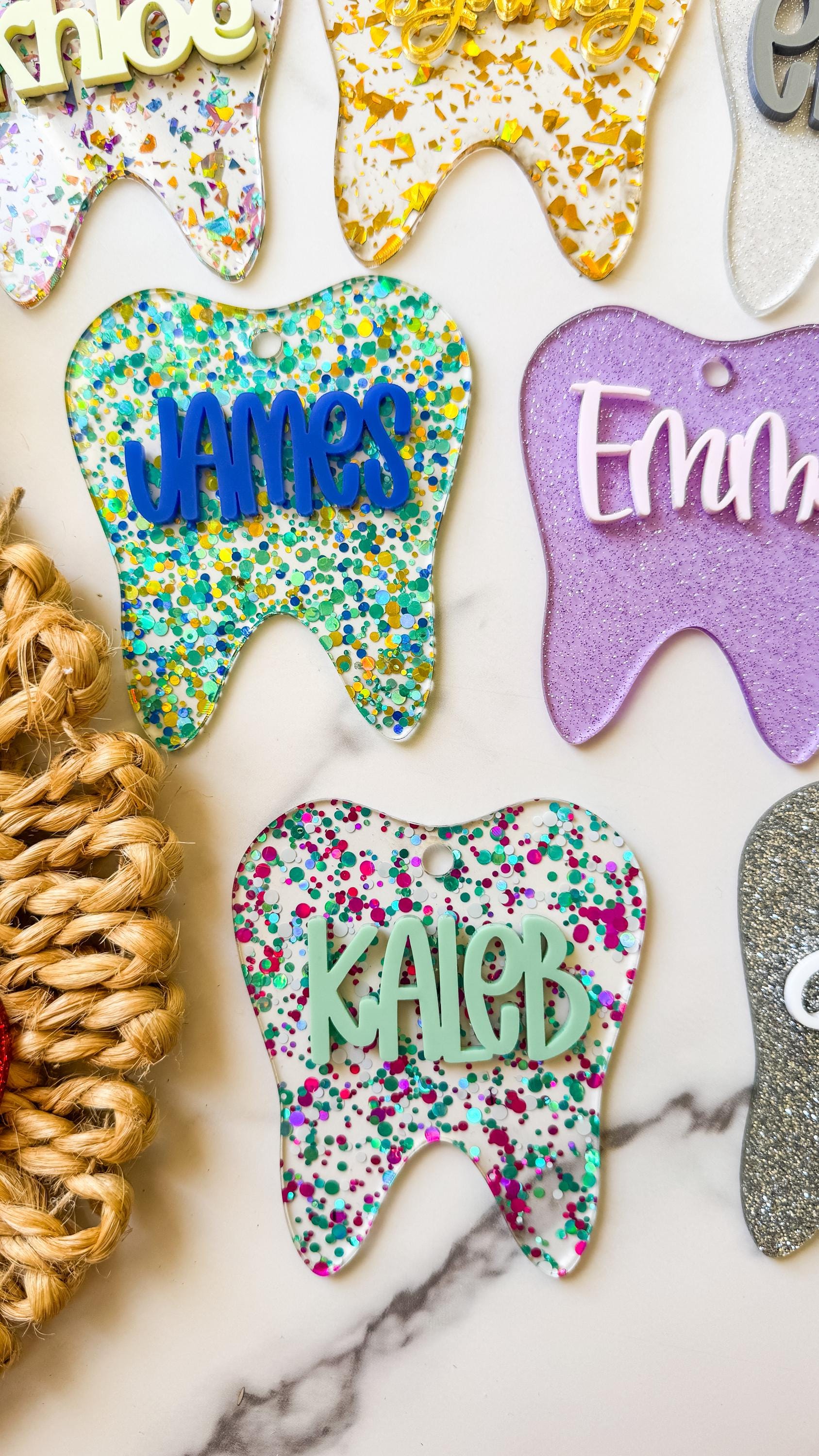 Acrylic Tooth Ornament – Colorful Dentist Gift, Dental Office Decor, Tooth Shaped Keepsake thumbnail 8