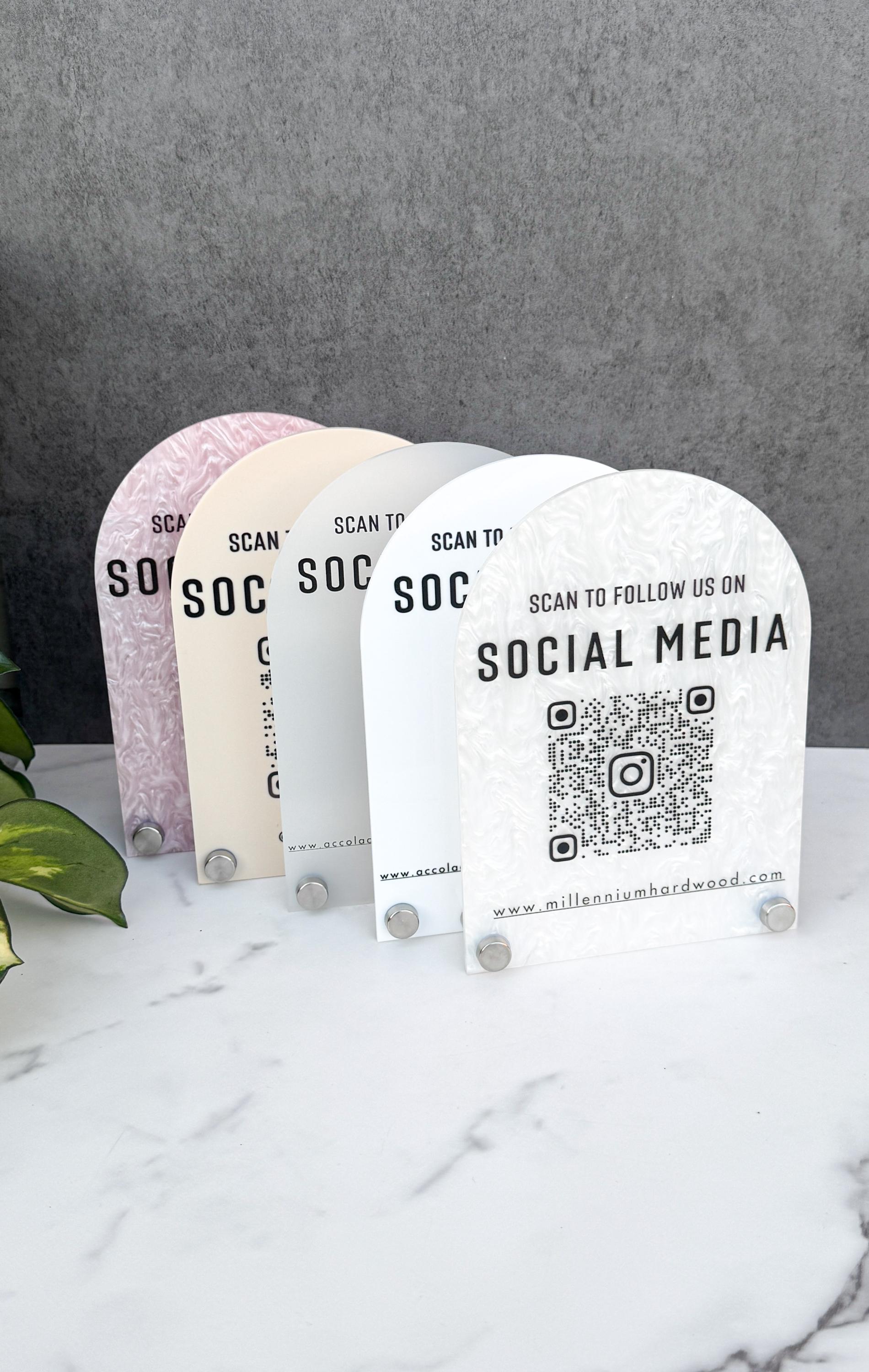 Custom Arch QR Code Sign, Social Media Display, Business Tabletop Decor thumbnail 3
