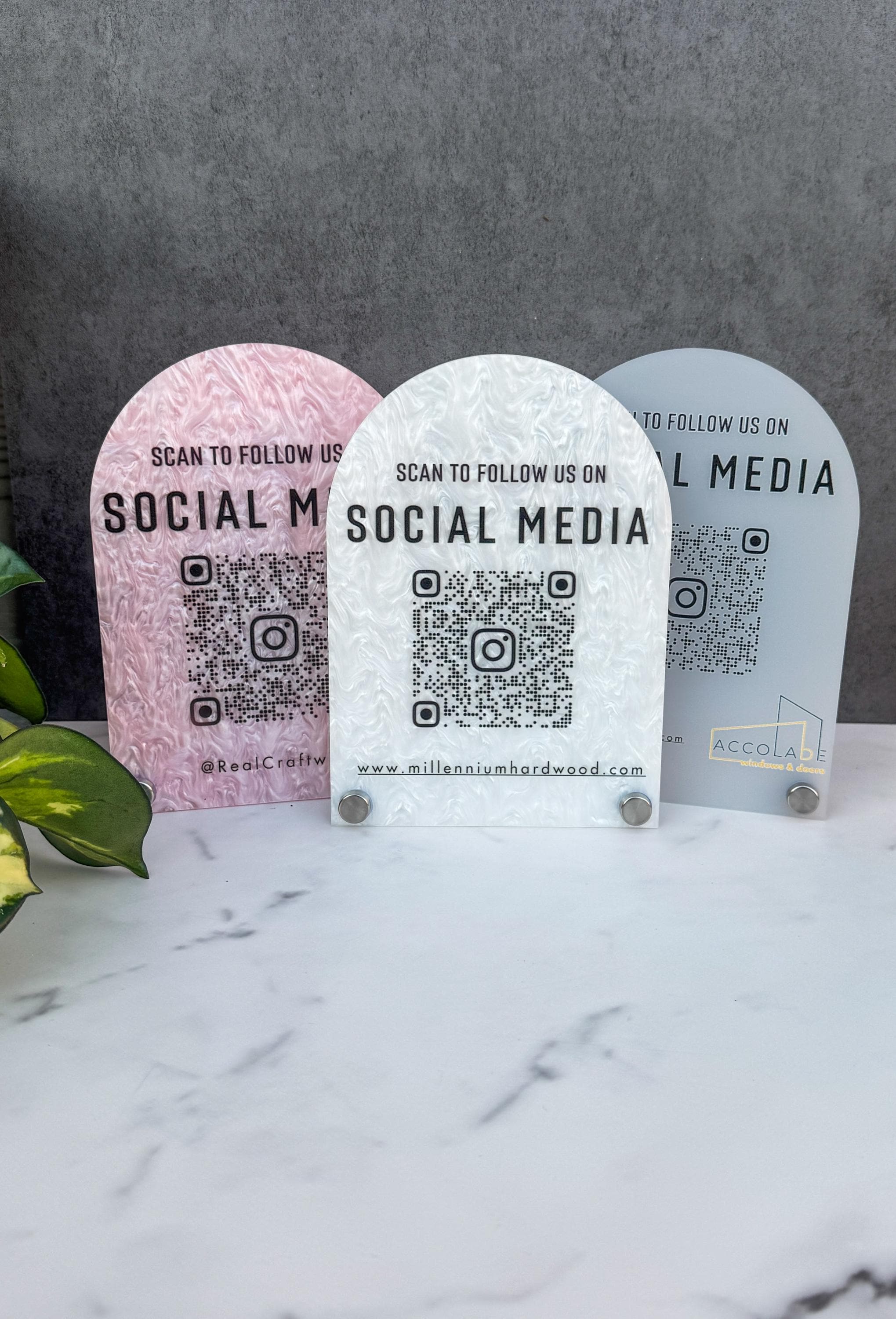 Custom Arch QR Code Sign, Social Media Display, Business Tabletop Decor thumbnail 2