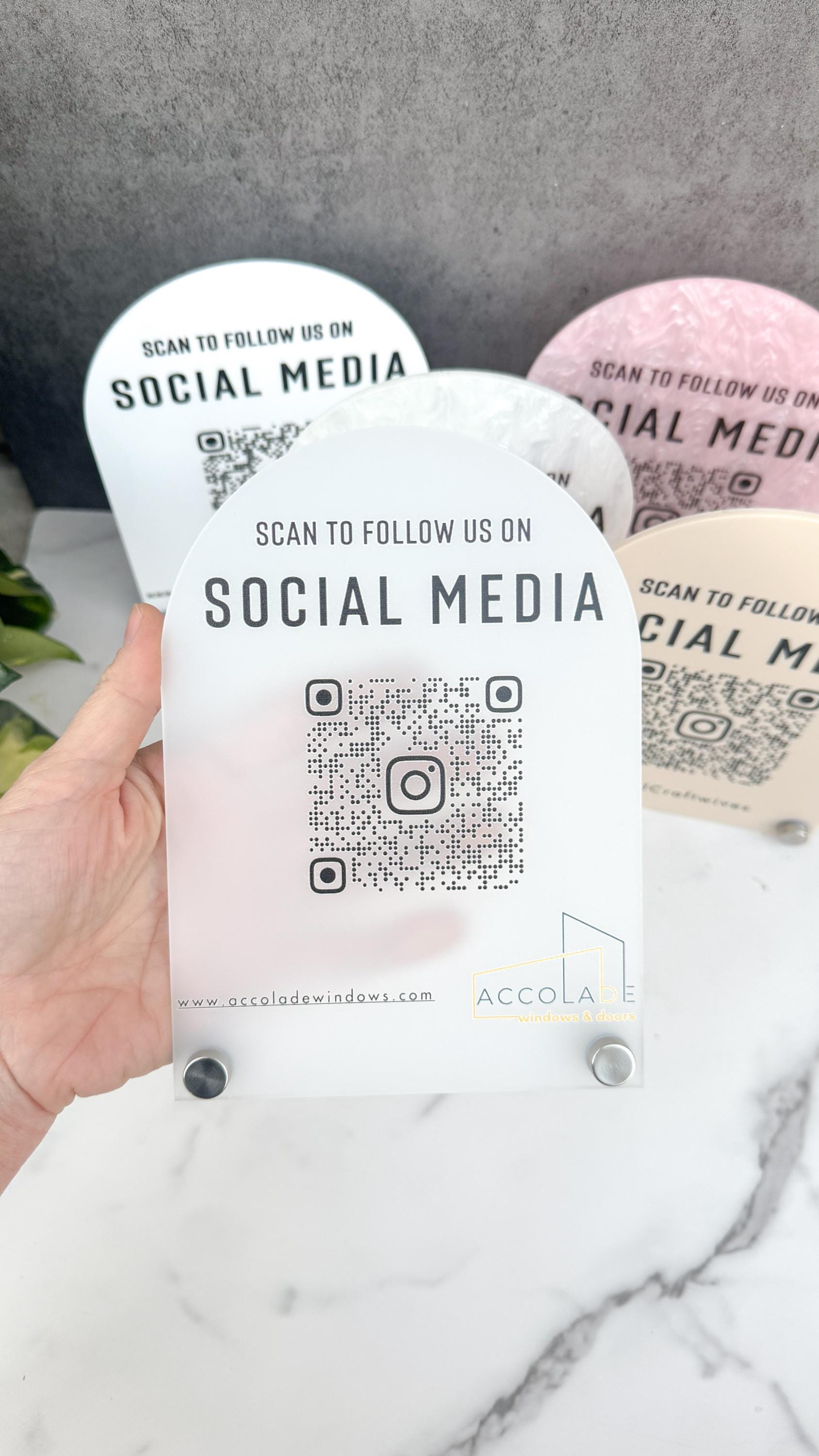Custom Arch QR Code Sign, Social Media Display, Business Tabletop Decor thumbnail 6