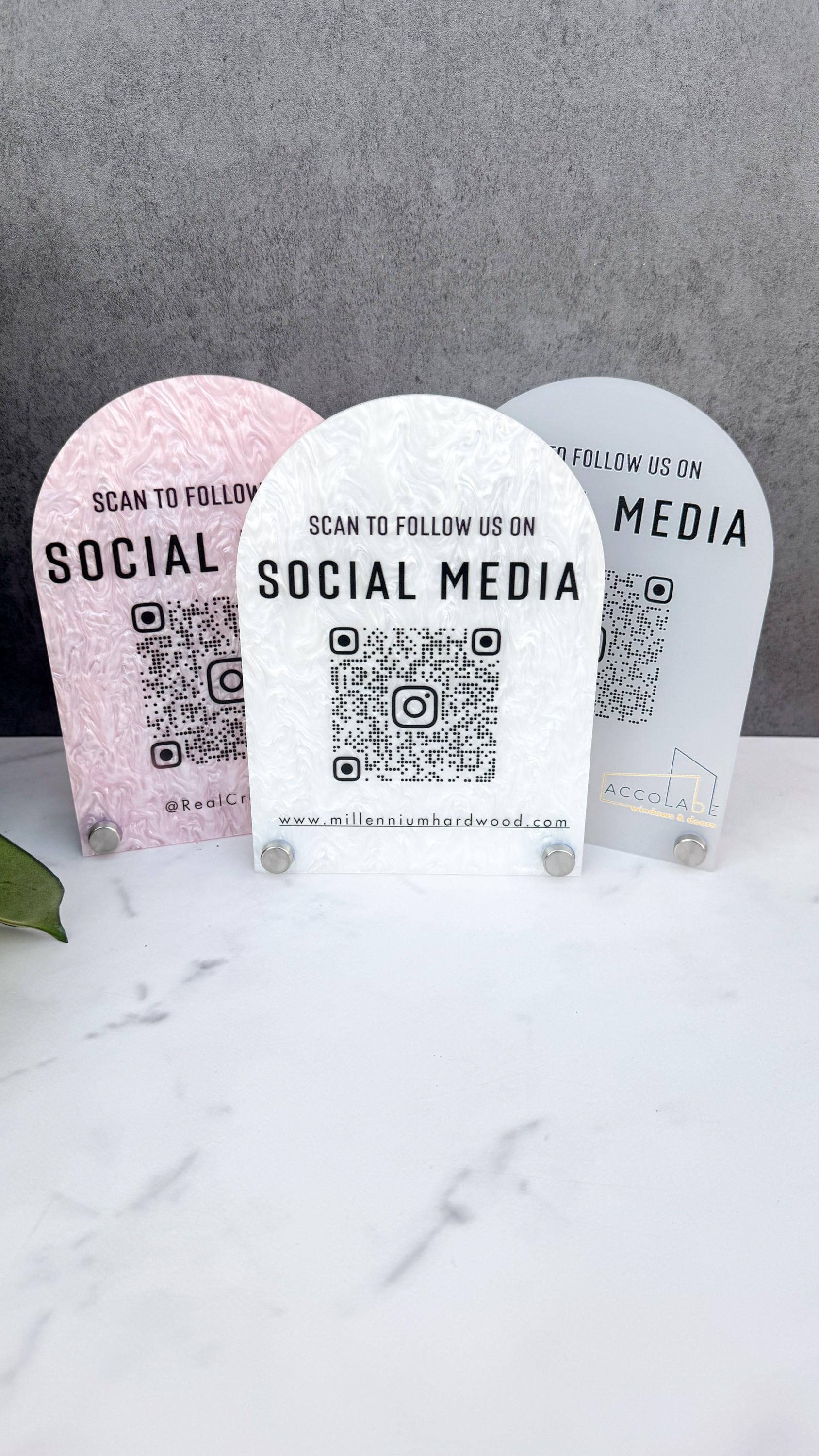 Custom Arch QR Code Sign, Social Media Display, Business Tabletop Decor thumbnail 4