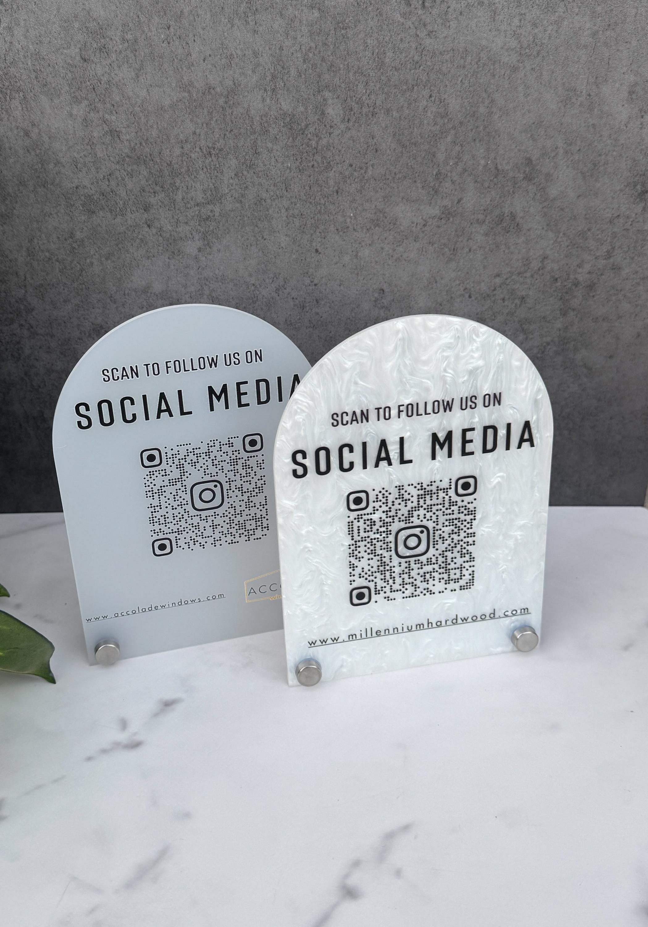 Custom Arch QR Code Sign, Social Media Display, Business Tabletop Decor thumbnail 7