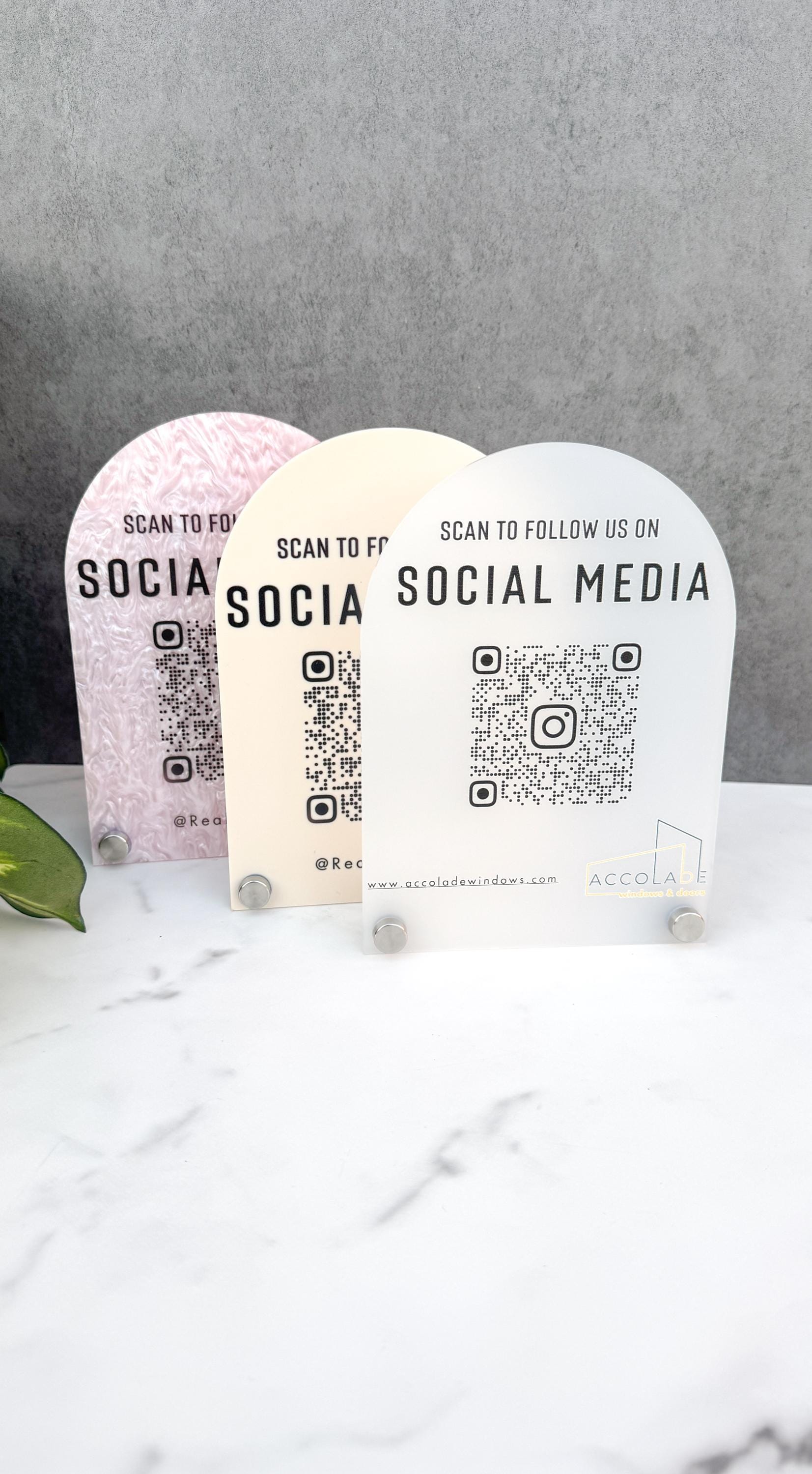 Custom Arch QR Code Sign, Social Media Display, Business Tabletop Decor thumbnail 5