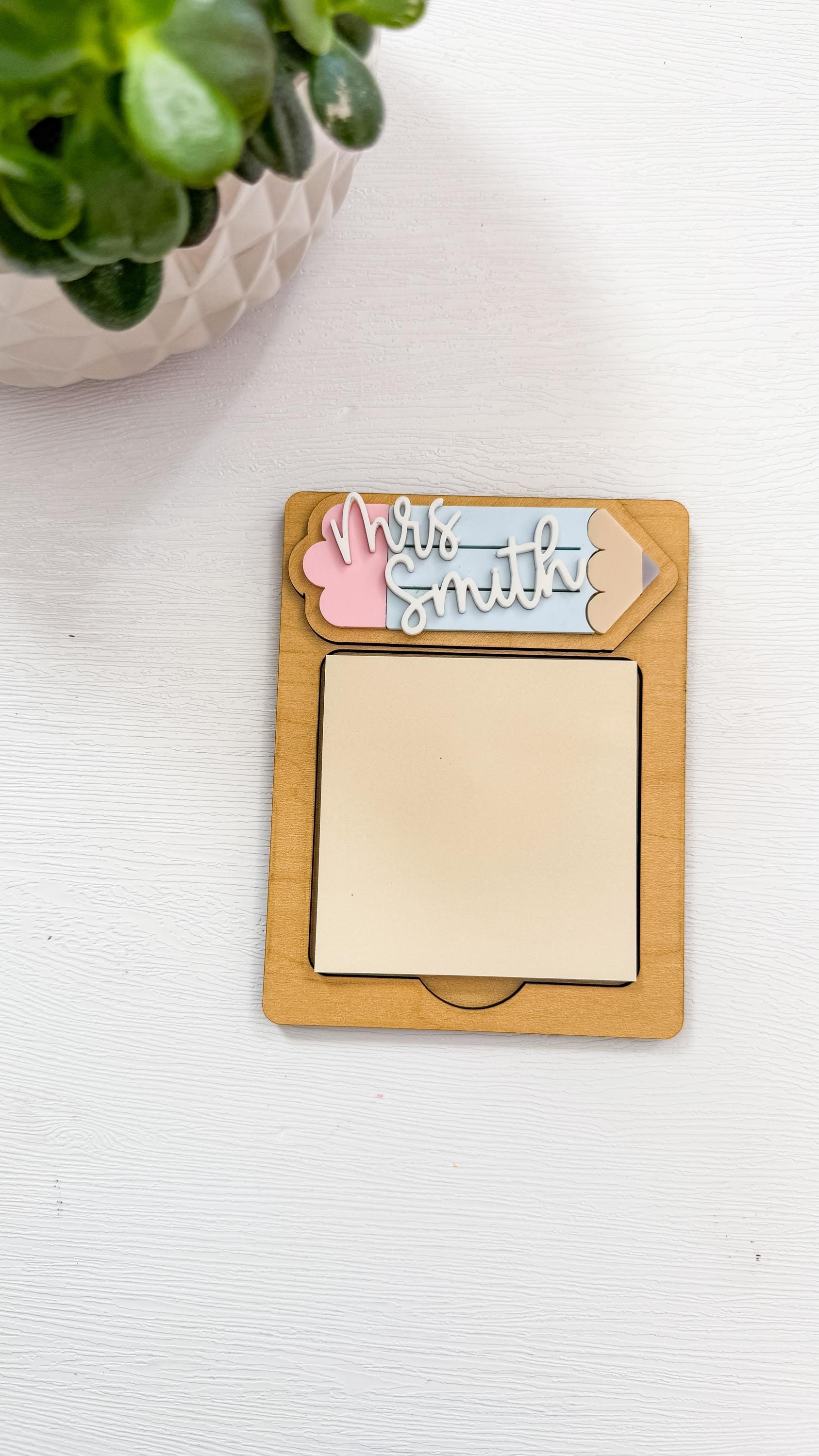 Personalized Wooden Pencil Sticky Note Holder: Teacher Desk Organizer thumbnail 6