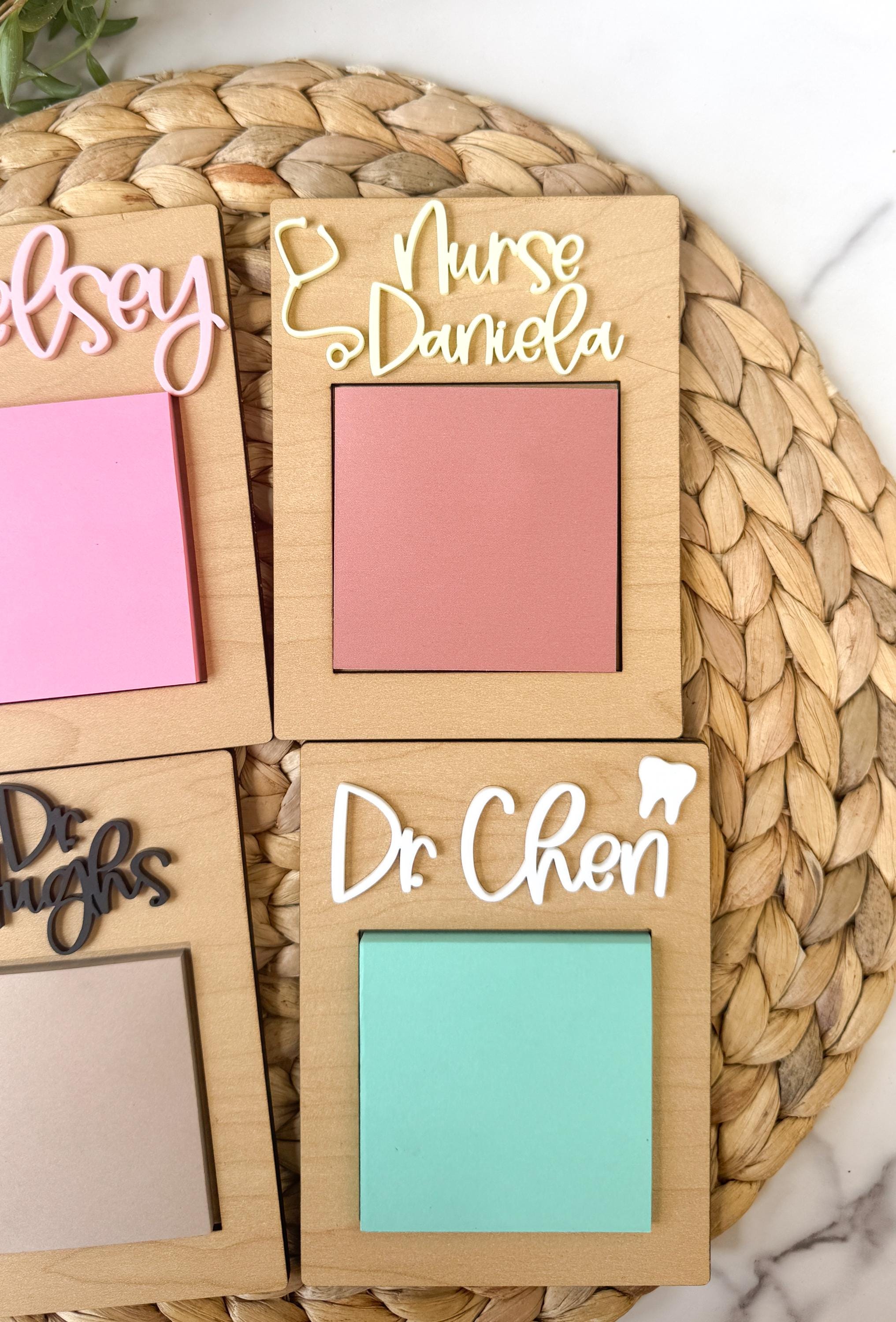 Personalized Medical Assistant Gift: Wooden Sticky Note Holder with Acrylic Name thumbnail 8