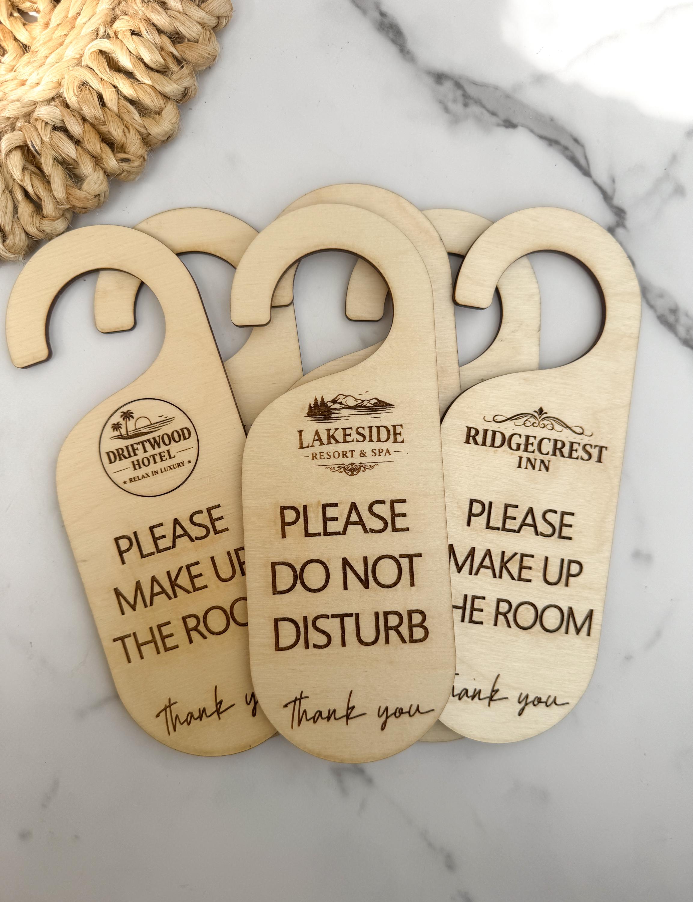 Wood Door Hanger Sign Engraved Hotel Do Not Disturb Custom Room Tag thumbnail 5