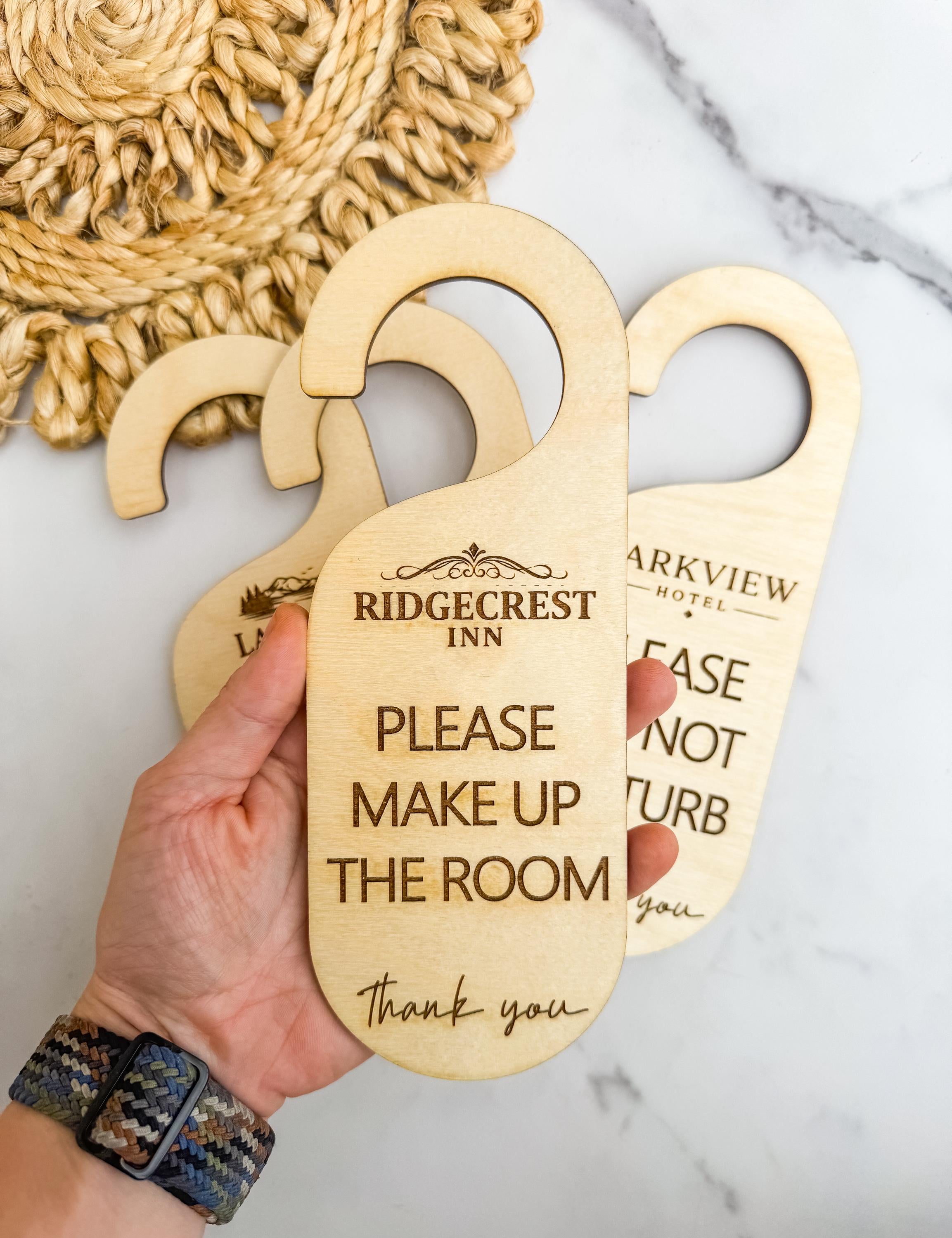 Wood Door Hanger Sign Engraved Hotel Do Not Disturb Custom Room Tag thumbnail 3