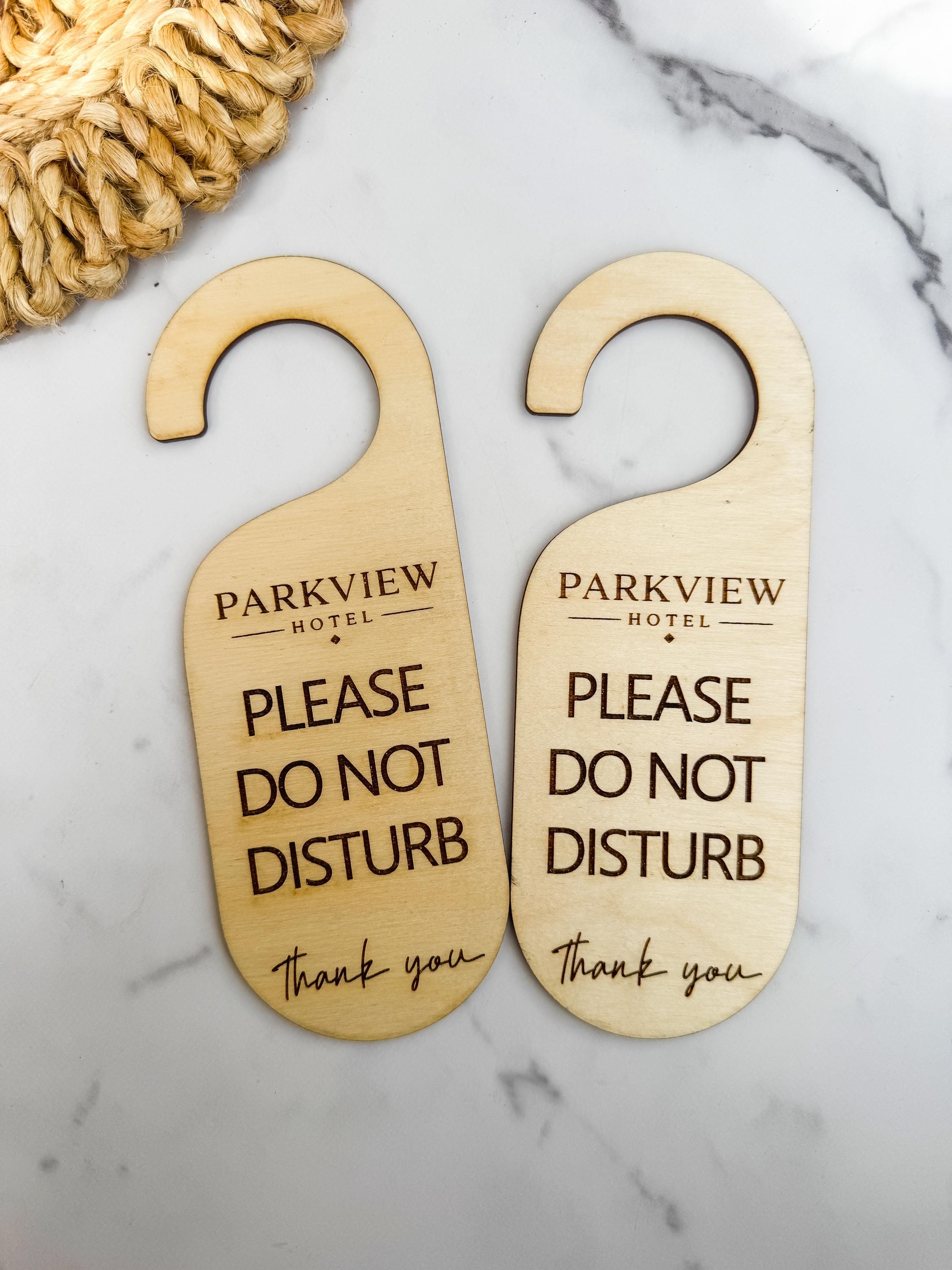 Wood Door Hanger Sign Engraved Hotel Do Not Disturb Custom Room Tag thumbnail 4