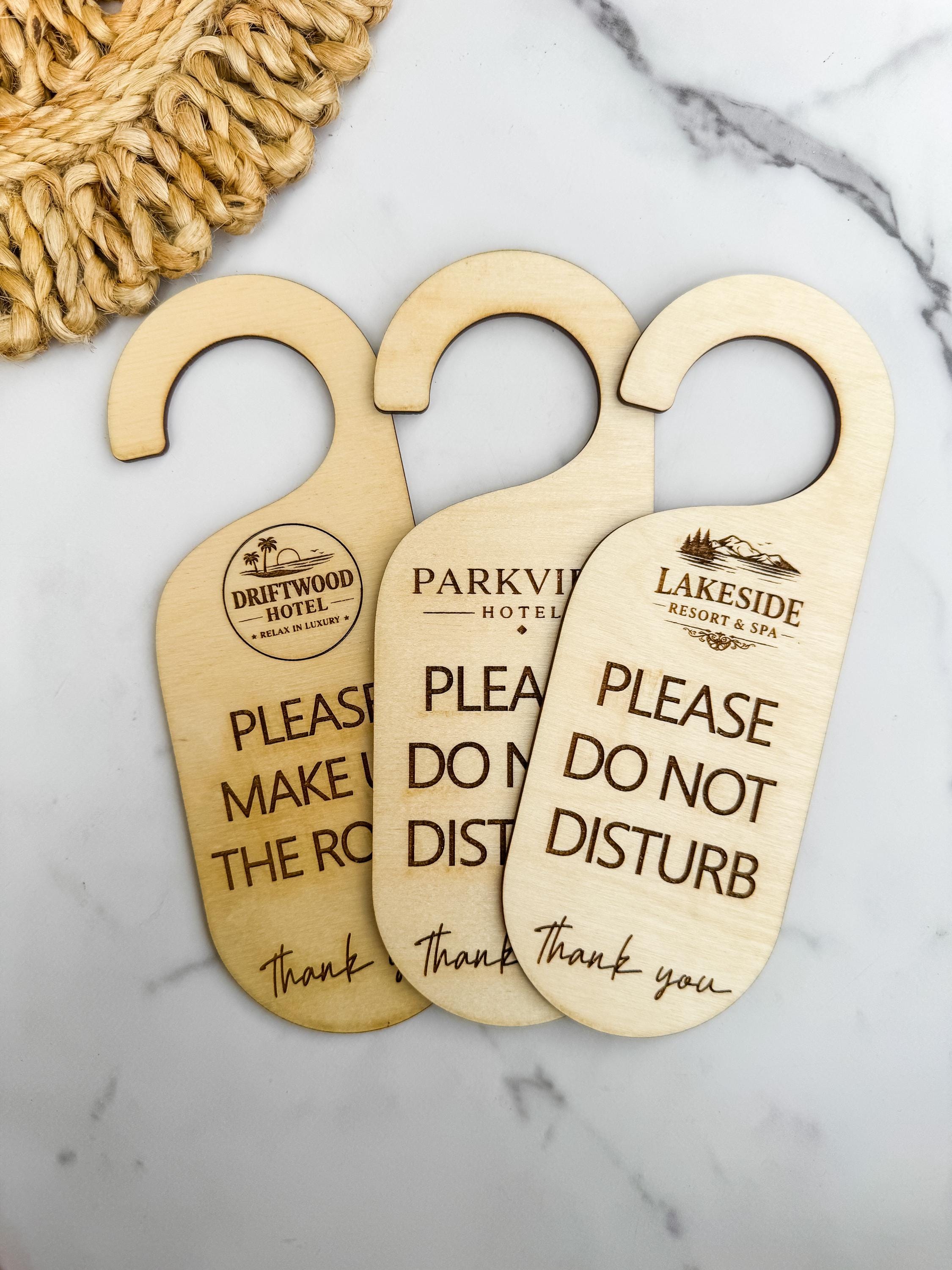 Wood Door Hanger Sign Engraved Hotel Do Not Disturb Custom Room Tag thumbnail 6