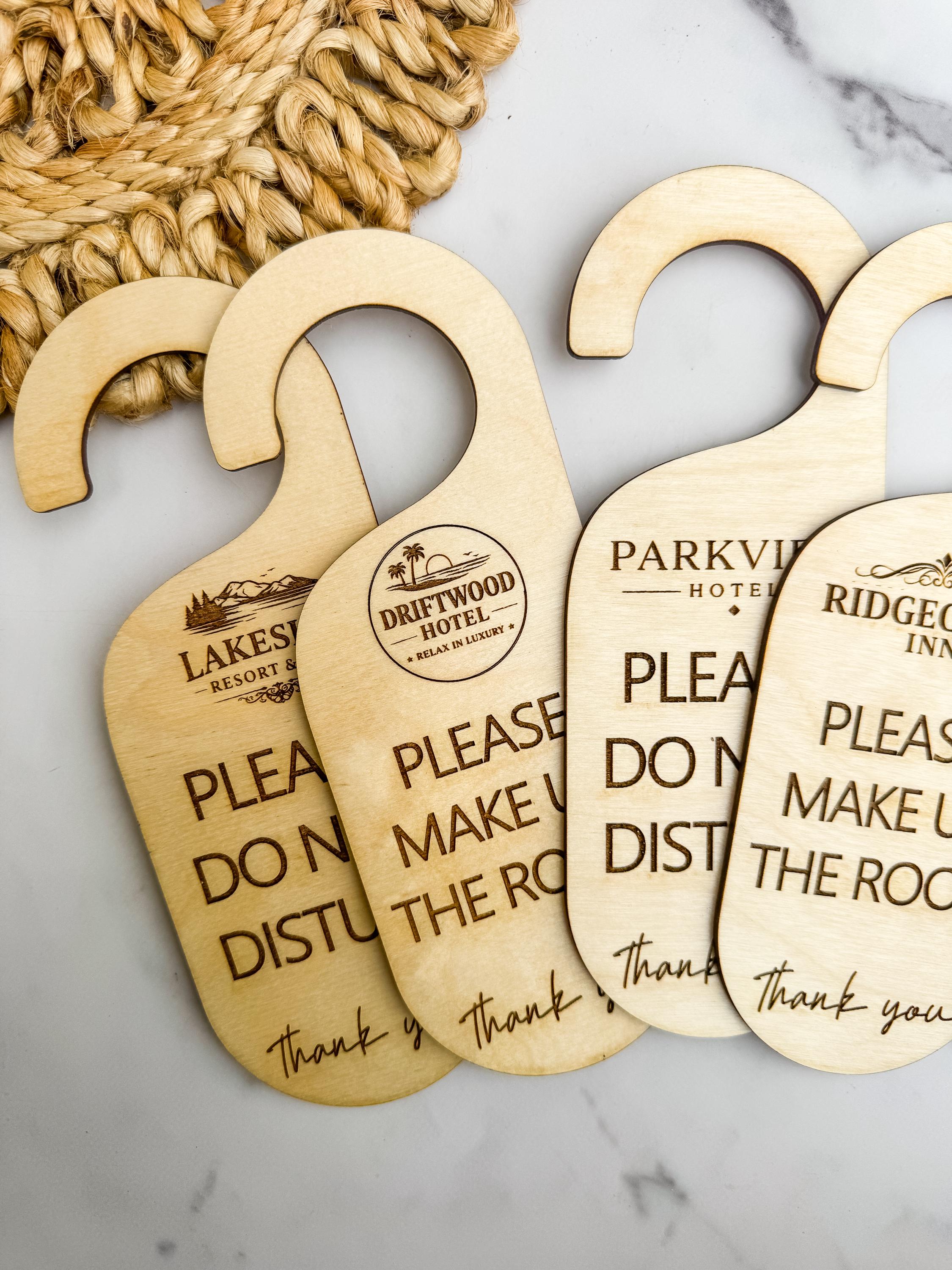 Wood Door Hanger Sign Engraved Hotel Do Not Disturb Custom Room Tag thumbnail 2
