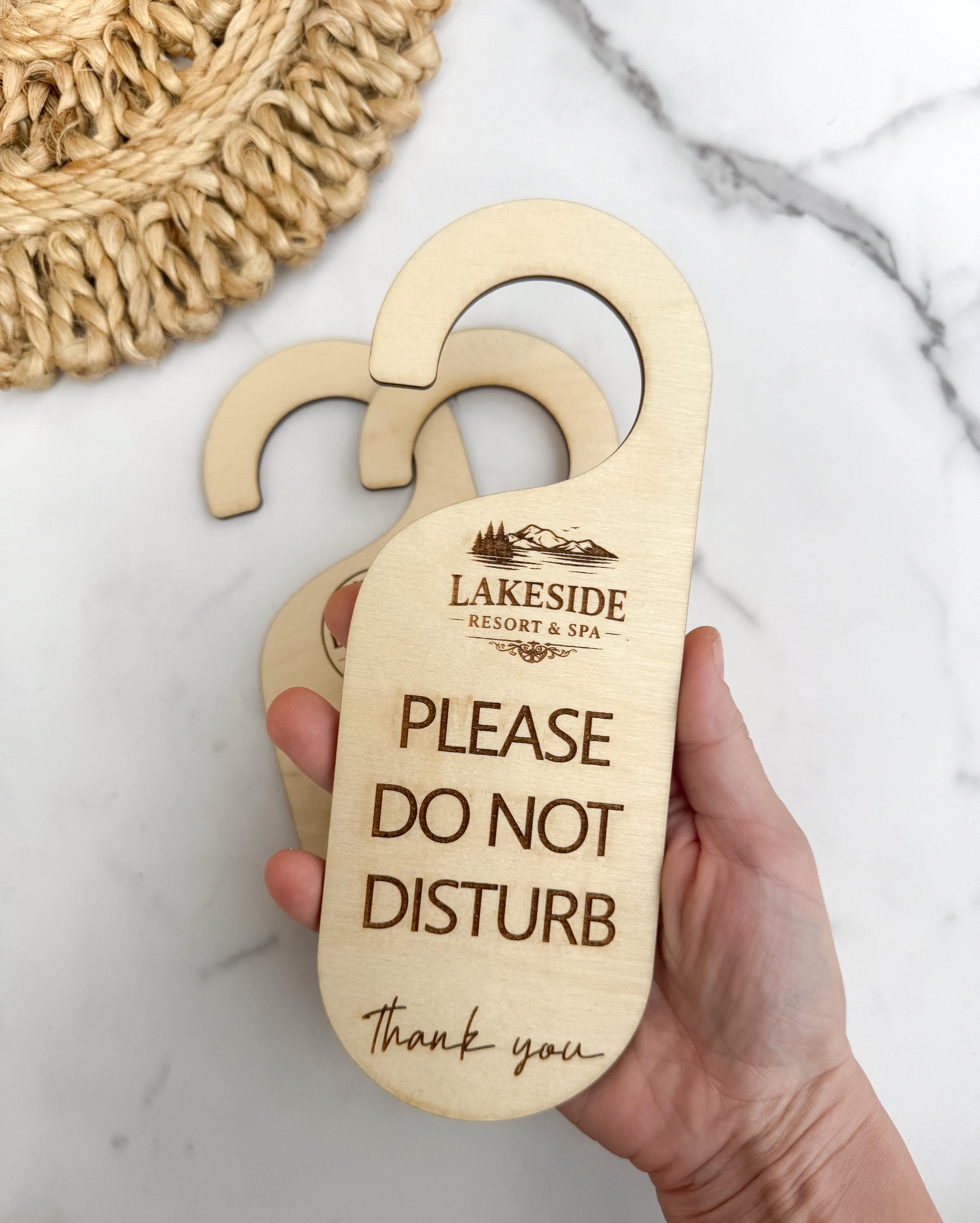 Wood Door Hanger Sign Engraved Hotel Do Not Disturb Custom Room Tag thumbnail 7