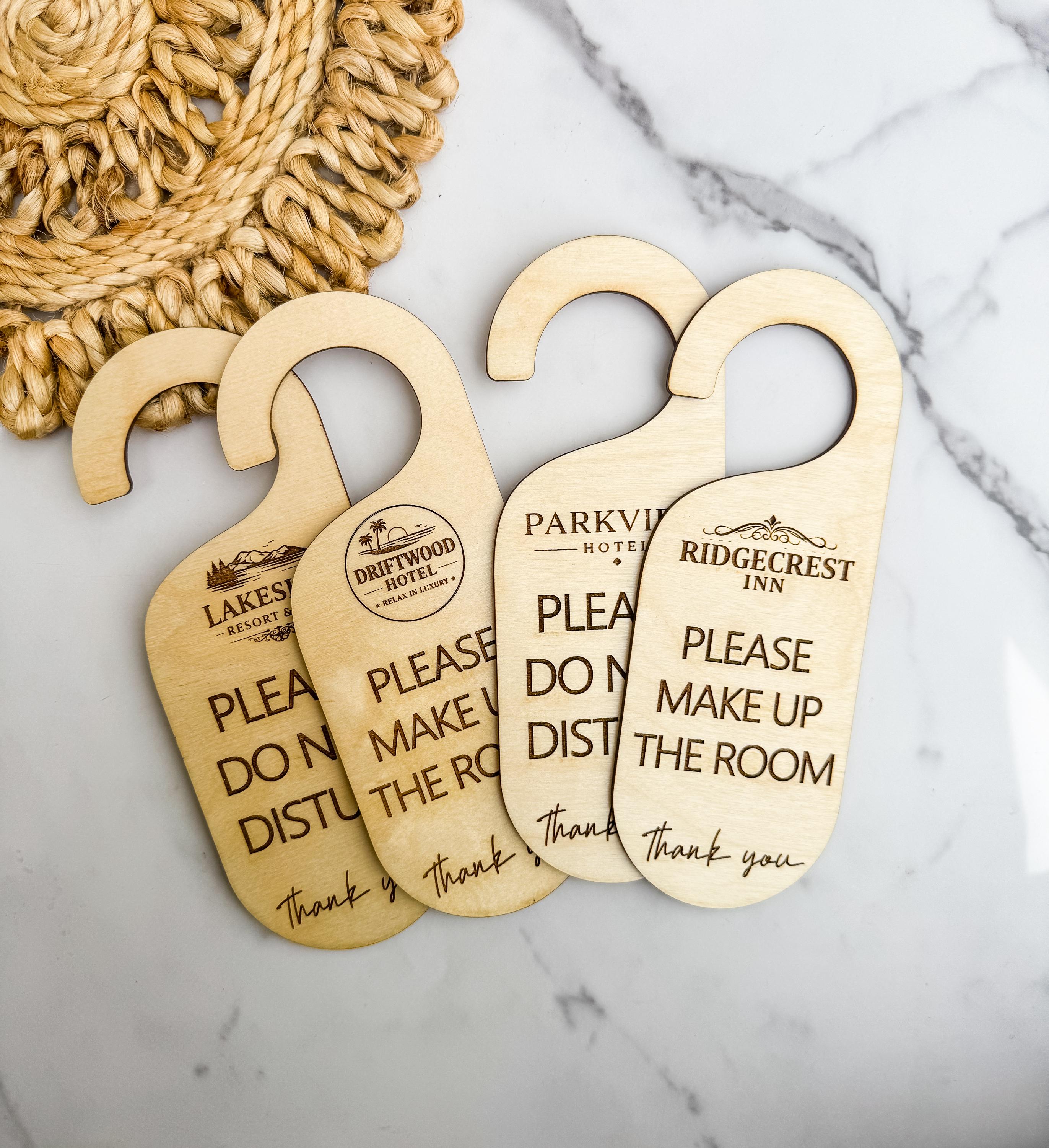 Wood Door Hanger Sign Engraved Hotel Do Not Disturb Custom Room Tag