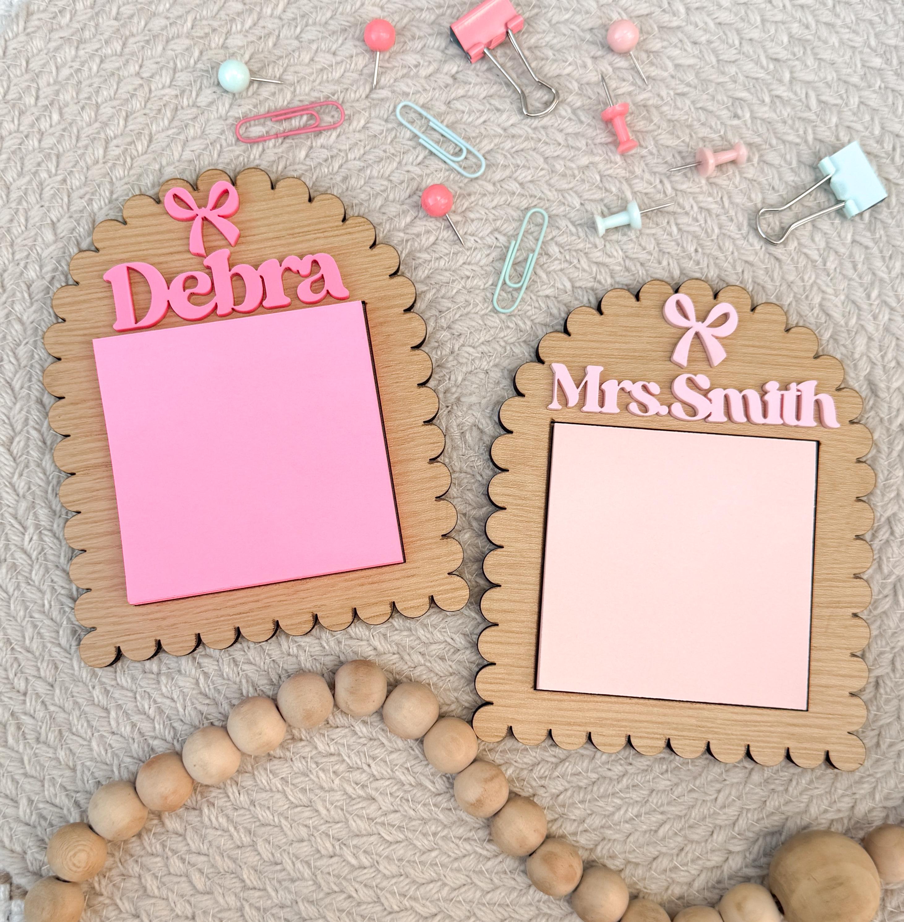 Personalized Wooden Sticky Note Holder: Teacher, Nurse, Corporate Gift thumbnail 2