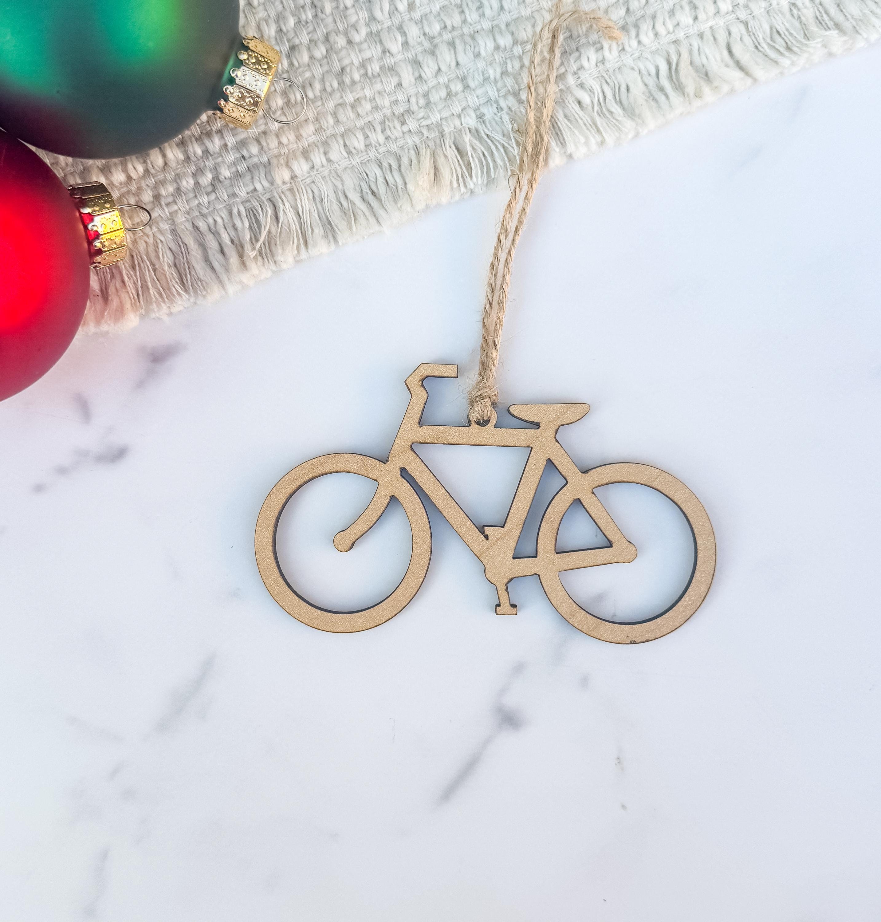 Acrylic & Wood Bike Christmas Ornament | Cyclist Holiday Gift thumbnail 3
