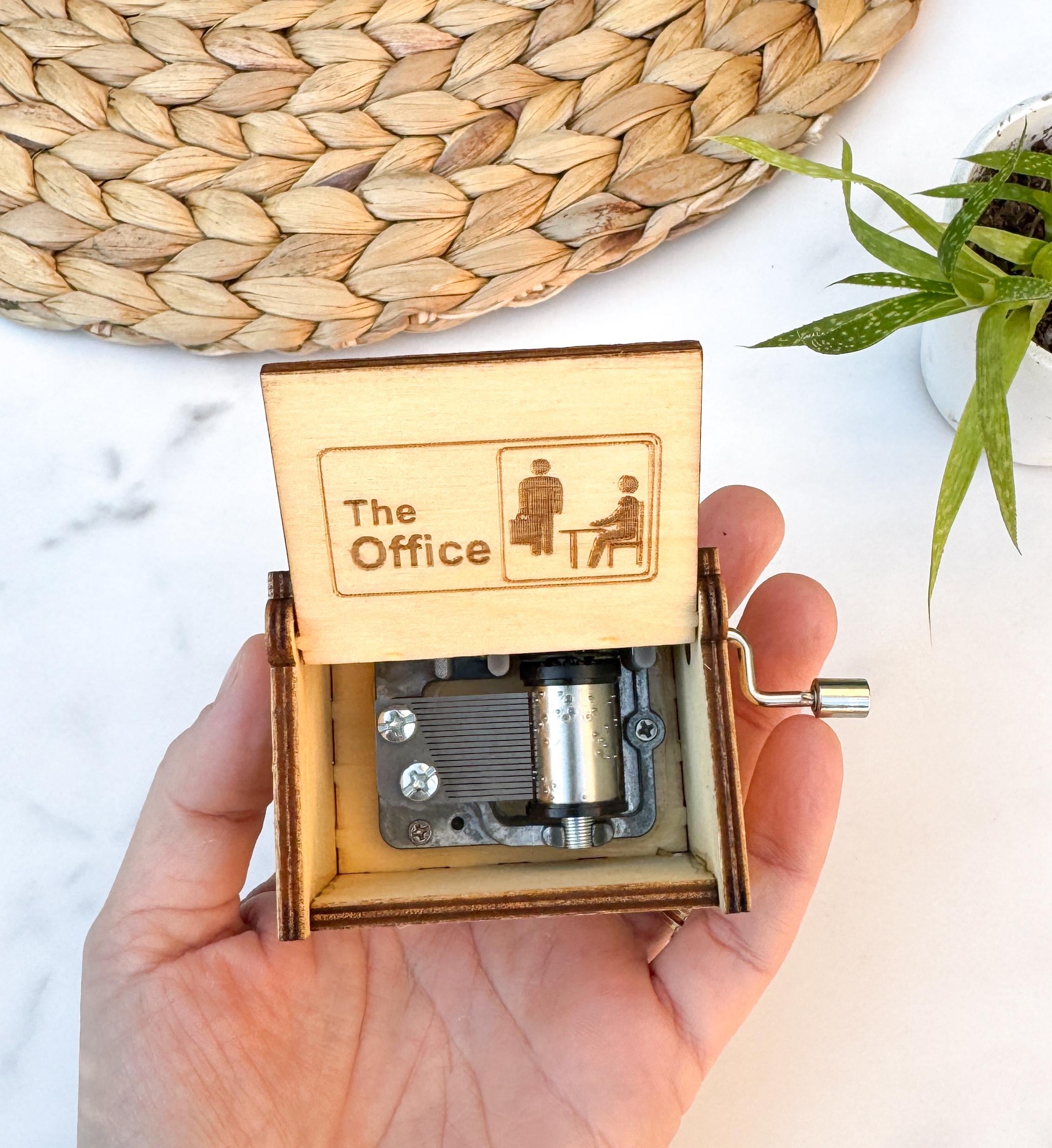 The Office Wooden Hand Crank Music Box Engraved TV Show Gift thumbnail 3