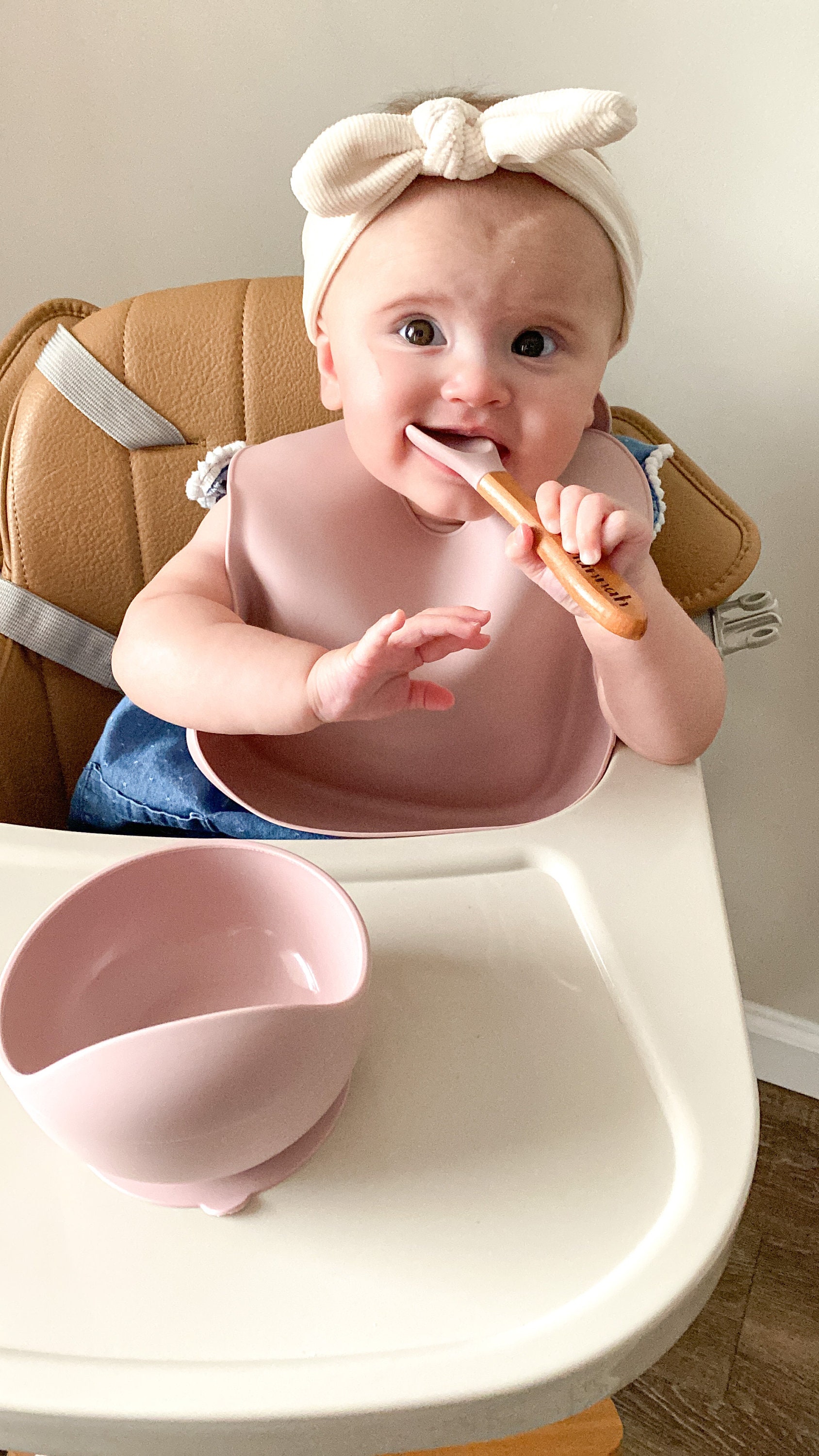 Personalized Silicone Baby Feeding Set: Bib, Bowl & Wooden Spoon thumbnail 10