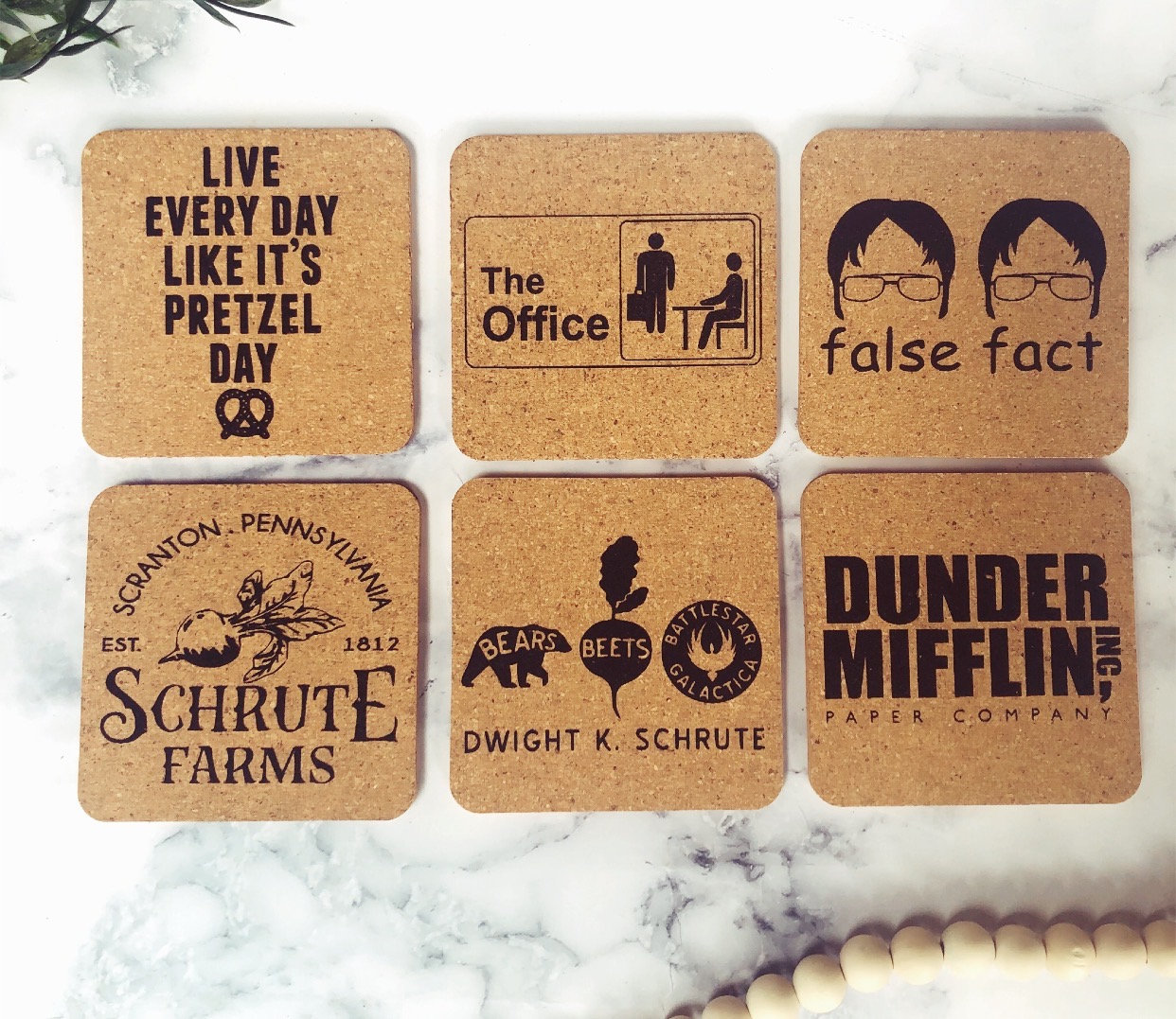 The Office Coasters: Engraved Cork Coaster Set