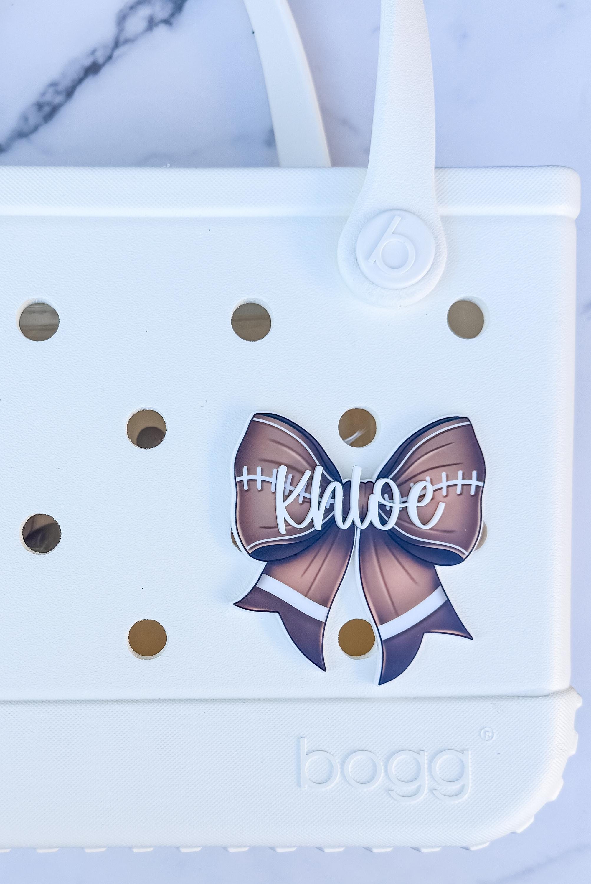 Personalized Sports Bow Charm, Custom Name Bogg Bag Accessory, Softball Soccer Basketball Volleyball thumbnail 5