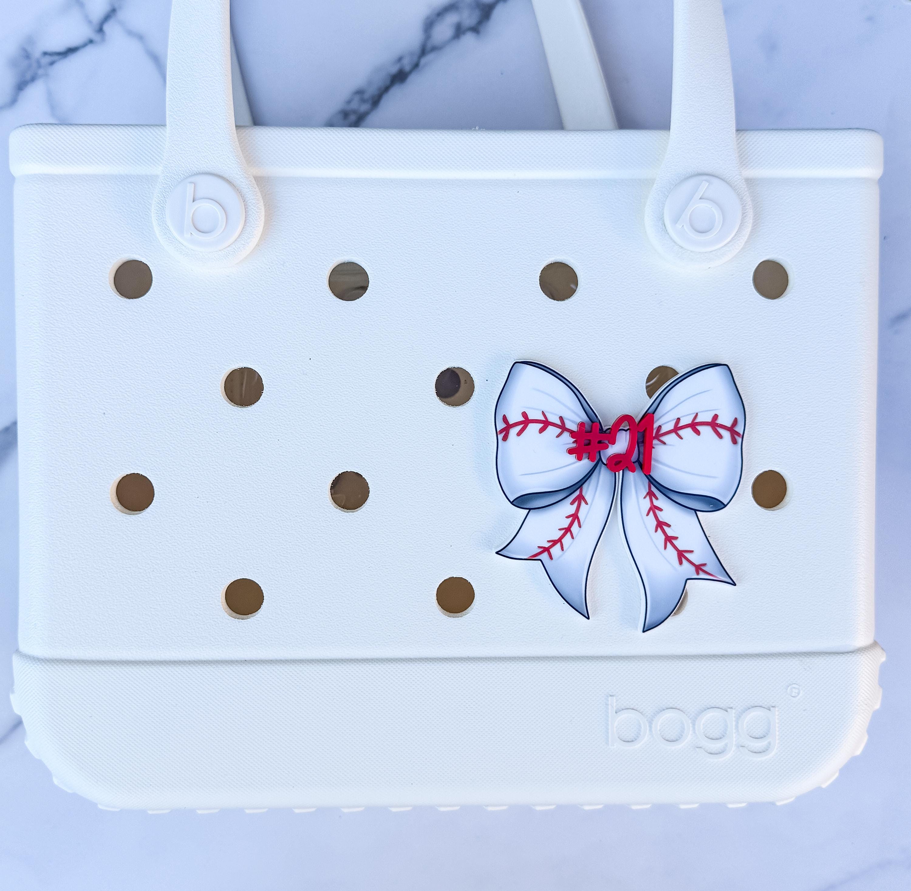 Personalized Sports Bow Charm, Custom Name Bogg Bag Accessory, Softball Soccer Basketball Volleyball thumbnail 9