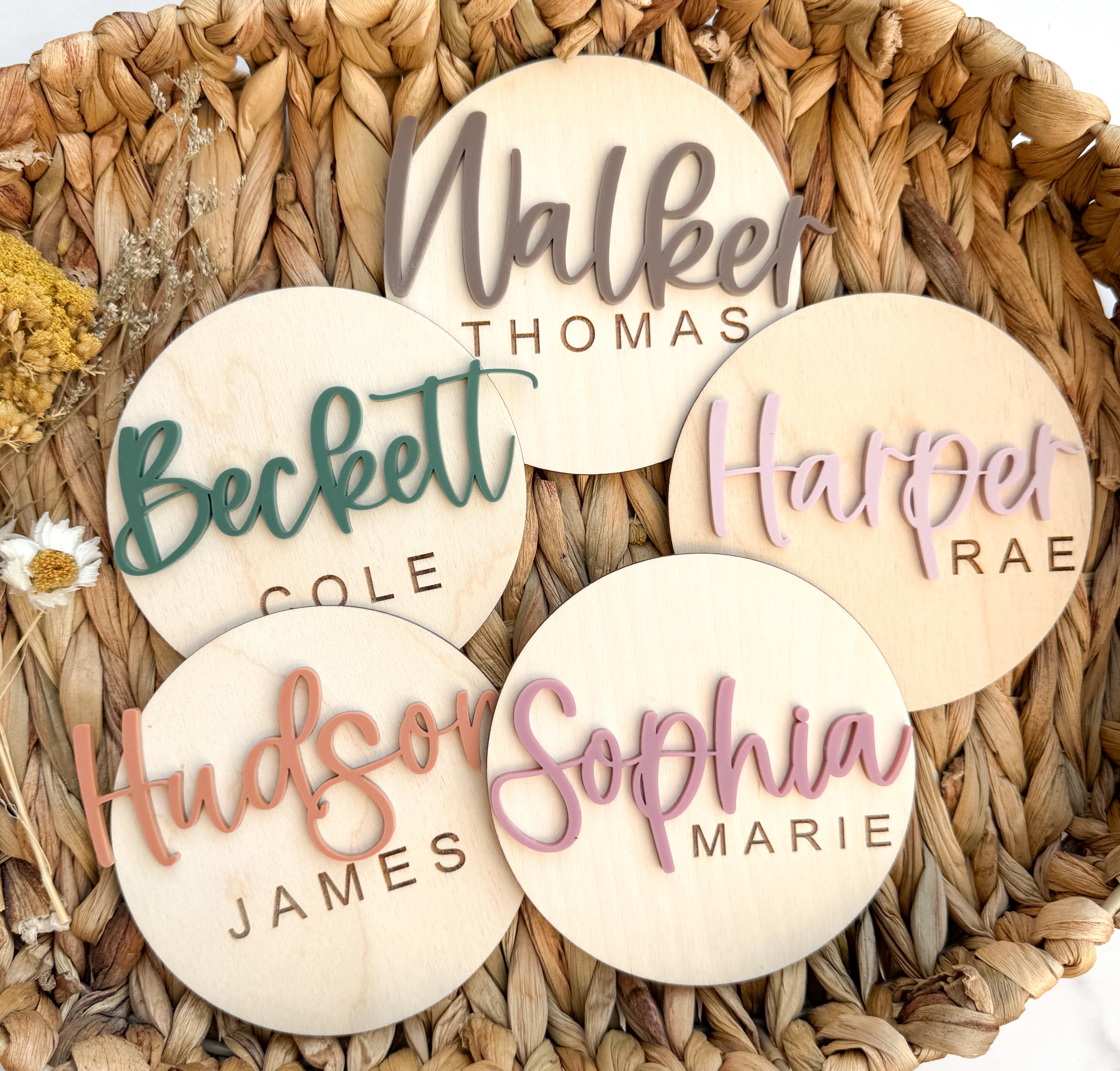 Personalized Wooden Baby Name Sign, Layered Acrylic First Name Plaque, Nursery Wall Decor thumbnail 3