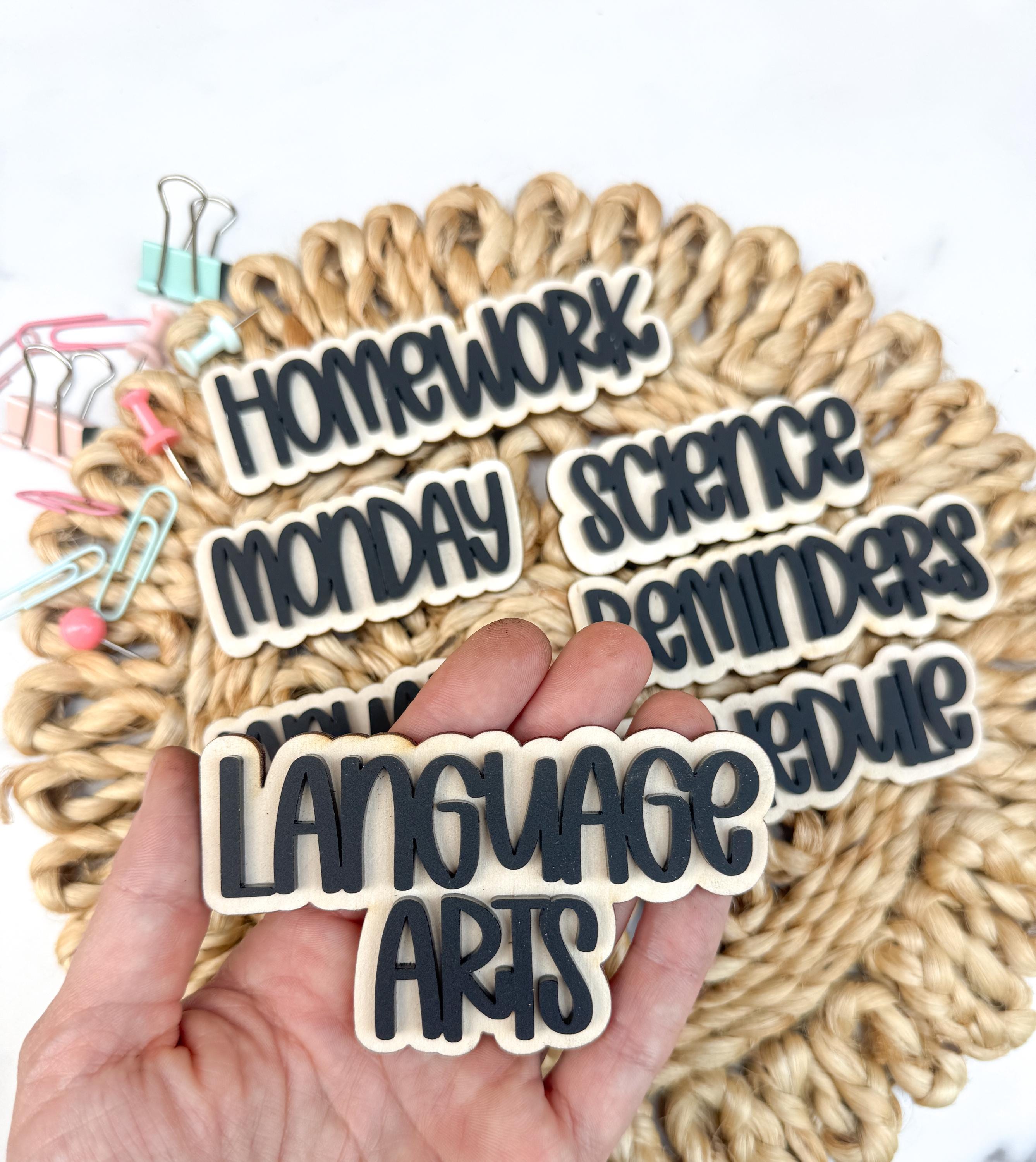 Layered Wood Acrylic Classroom Magnets, Custom Teacher Whiteboard Organization Accessories thumbnail 3