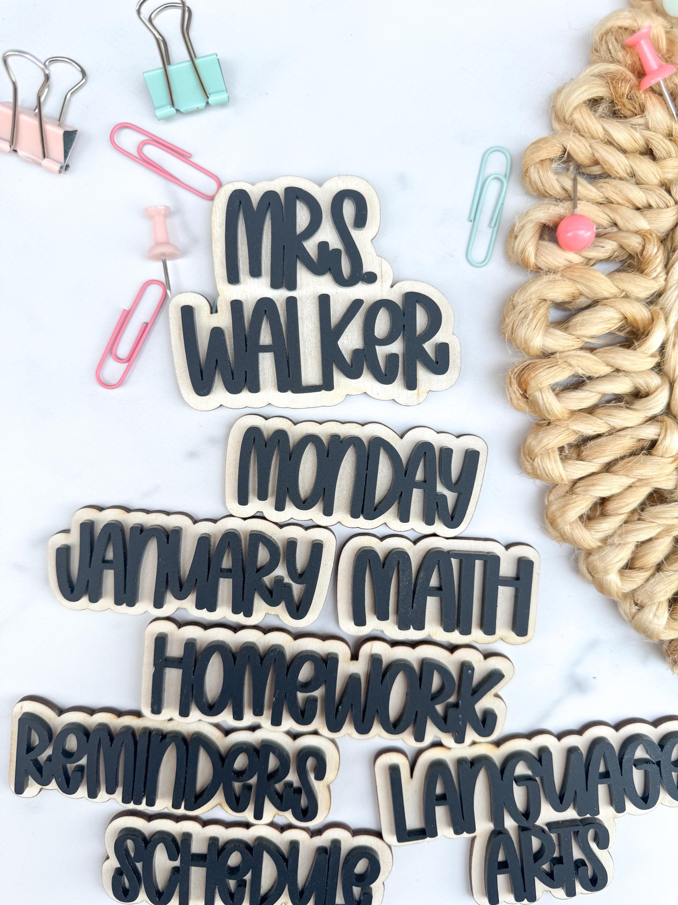 Layered Wood Acrylic Classroom Magnets, Custom Teacher Whiteboard Organization Accessories thumbnail 2