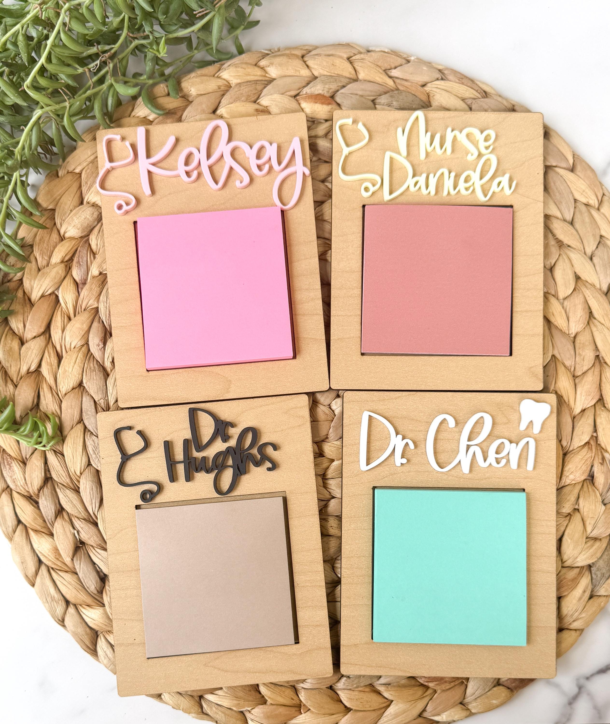 Personalized Medical Assistant Gift: Wooden Sticky Note Holder with Acrylic Name thumbnail 7