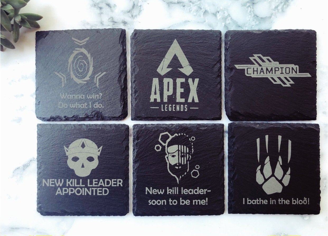 Apex Legends Coaster Set: Laser Engraved Slate Gamer Gift