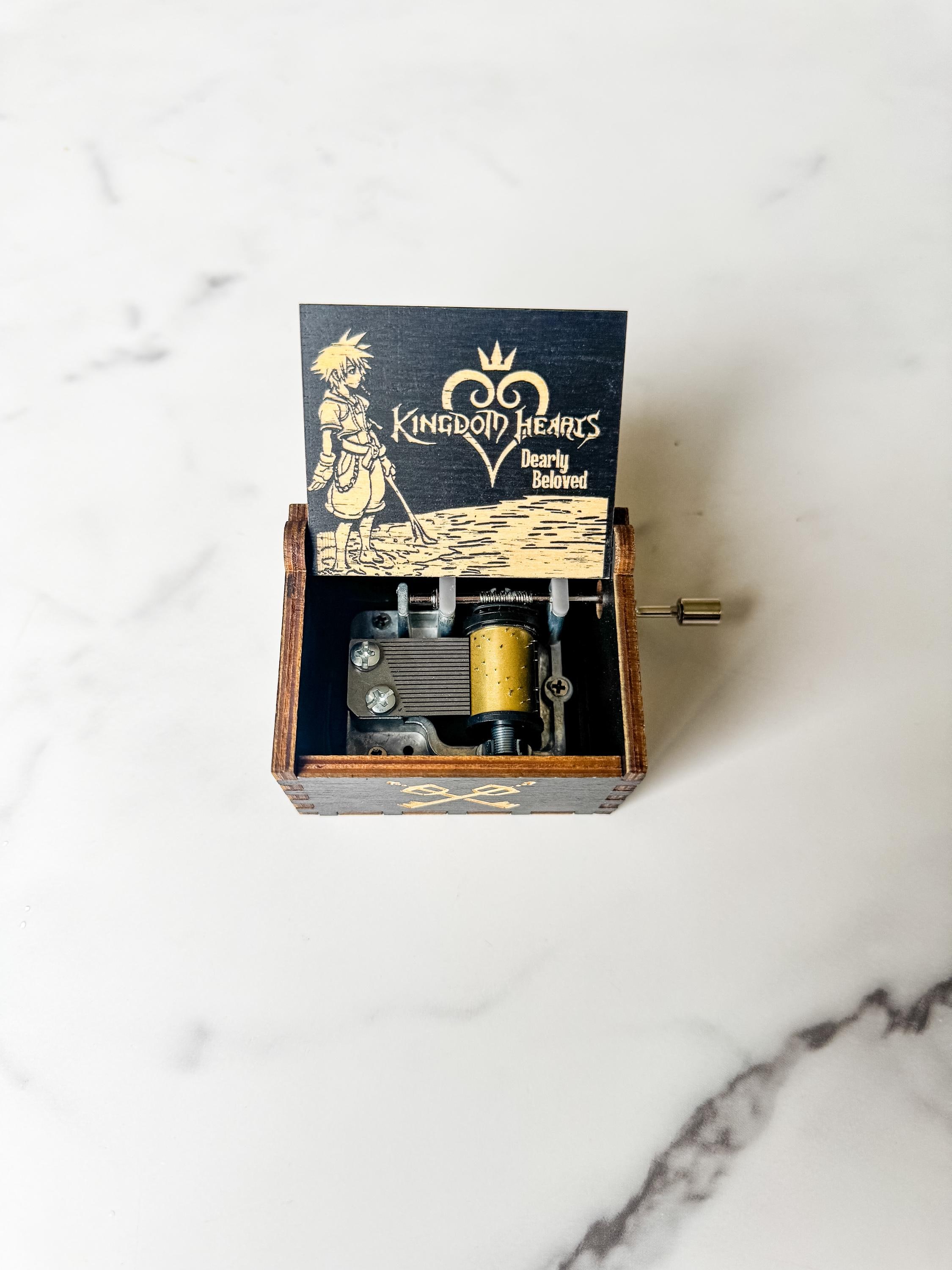 Kingdom Hearts Dearly Beloved Wooden Music Box Hand Crank Laser Engraved Gamer Collectible thumbnail 7
