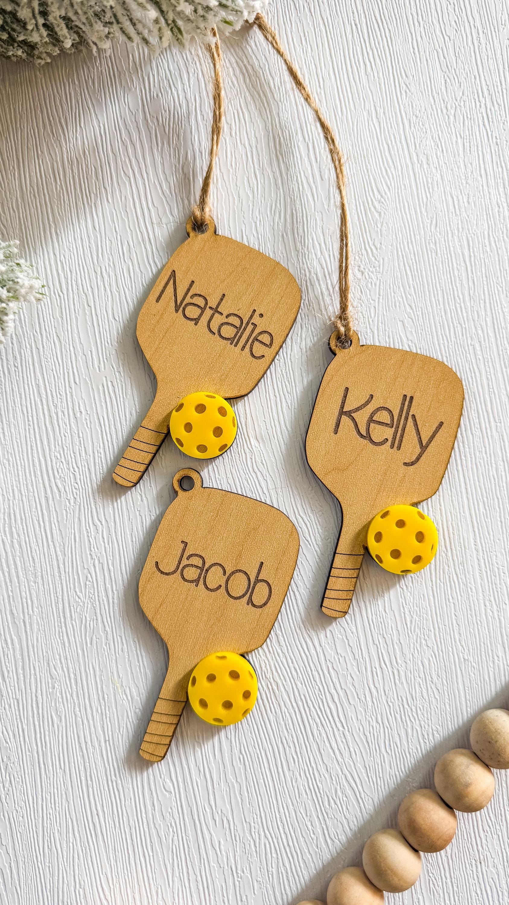 Personalized Pickleball Ornament: Wood Sports Gift thumbnail 2