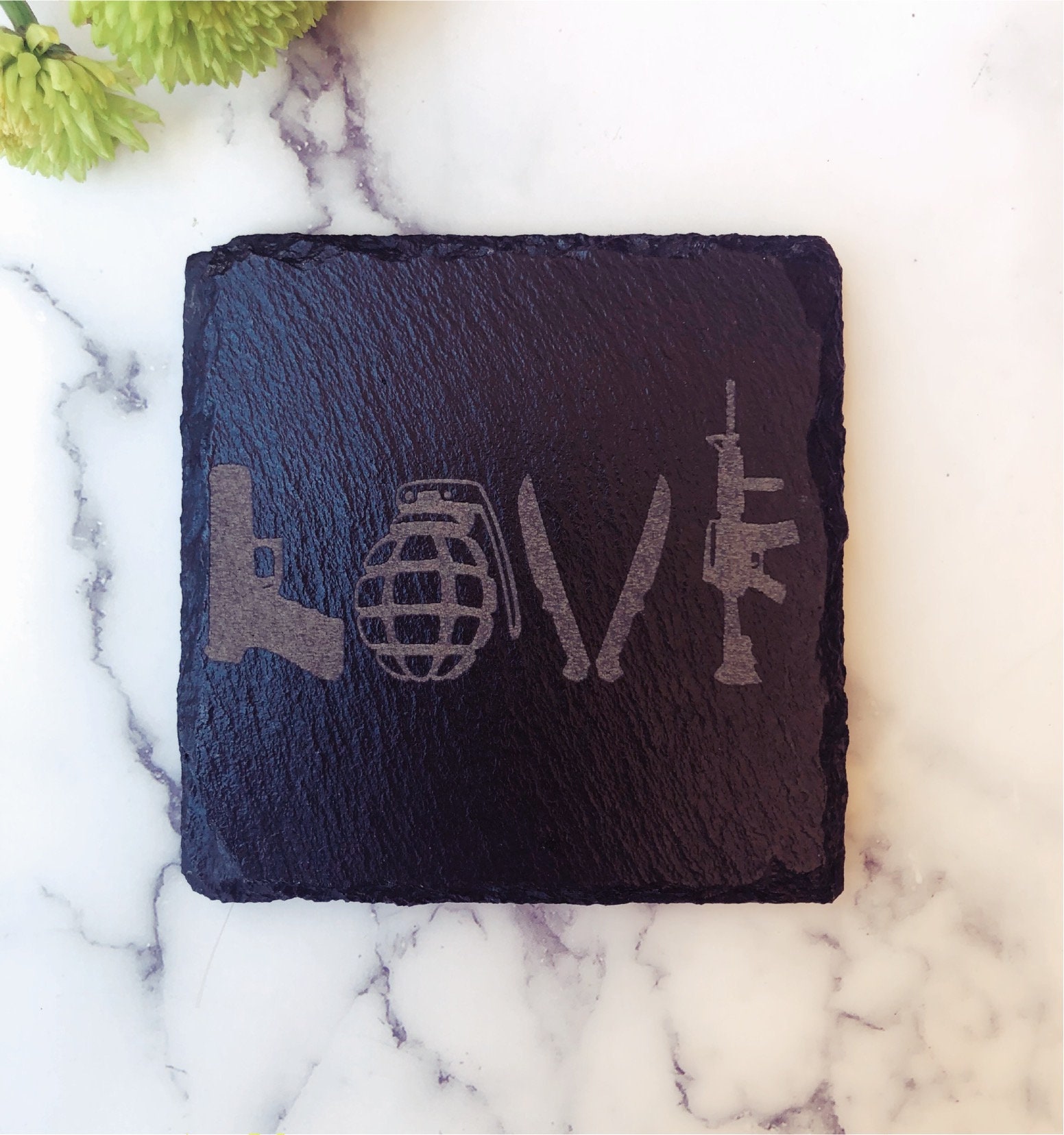 Engraved Slate 2nd Amendment Coasters – Gun Lover Gift thumbnail 3