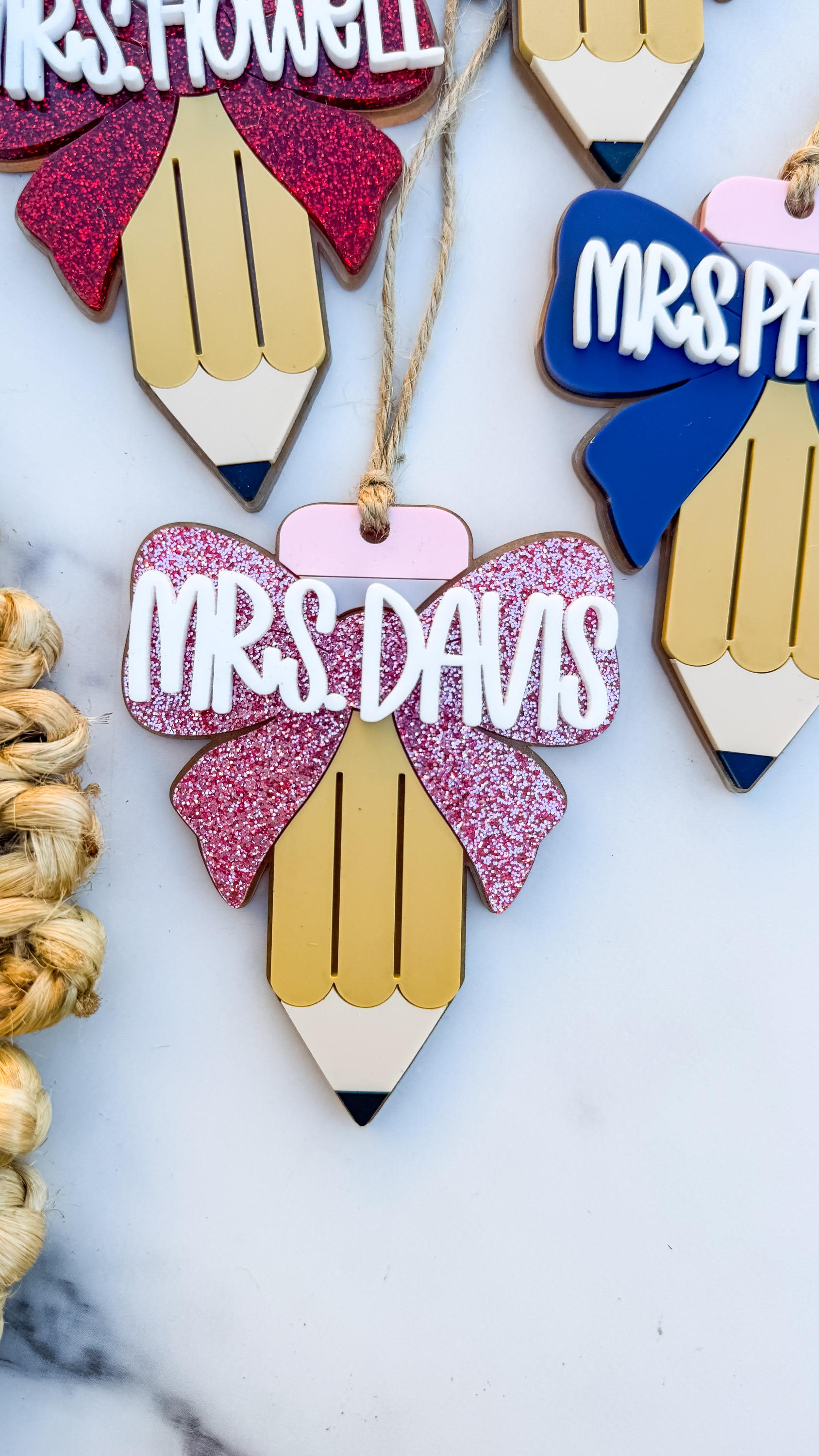 Personalized Acrylic Pencil Teacher Ornament, Christmas Gift thumbnail 3
