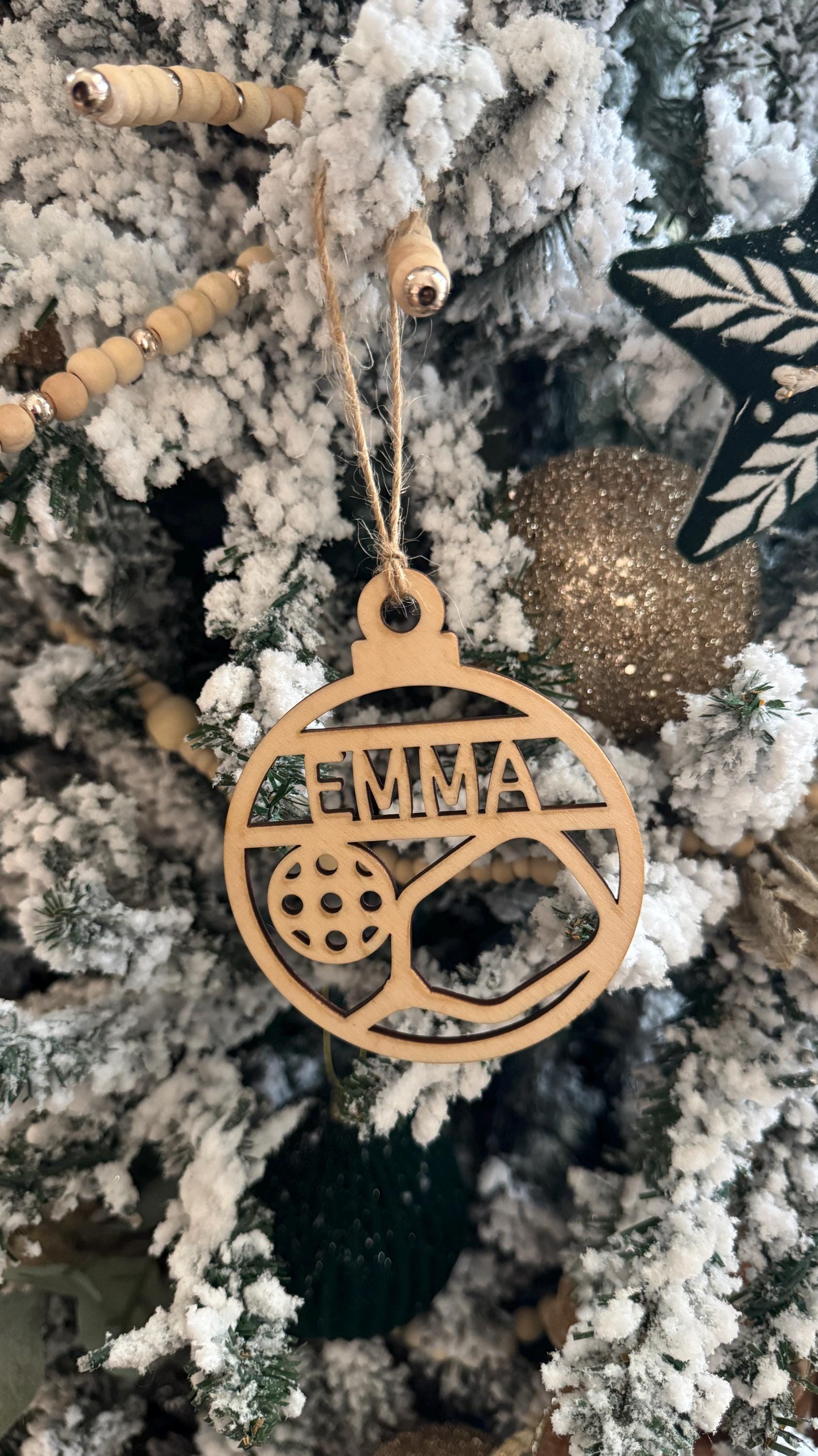 Personalized Wooden Pickleball Ornament: Sports ornament thumbnail 2