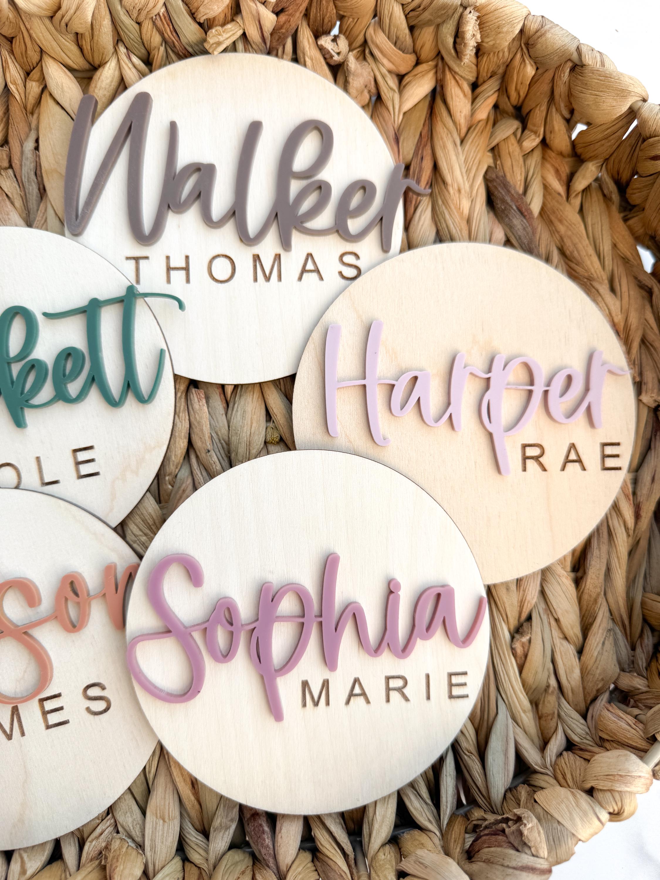 Personalized Wooden Baby Name Sign, Layered Acrylic First Name Plaque, Nursery Wall Decor thumbnail 4