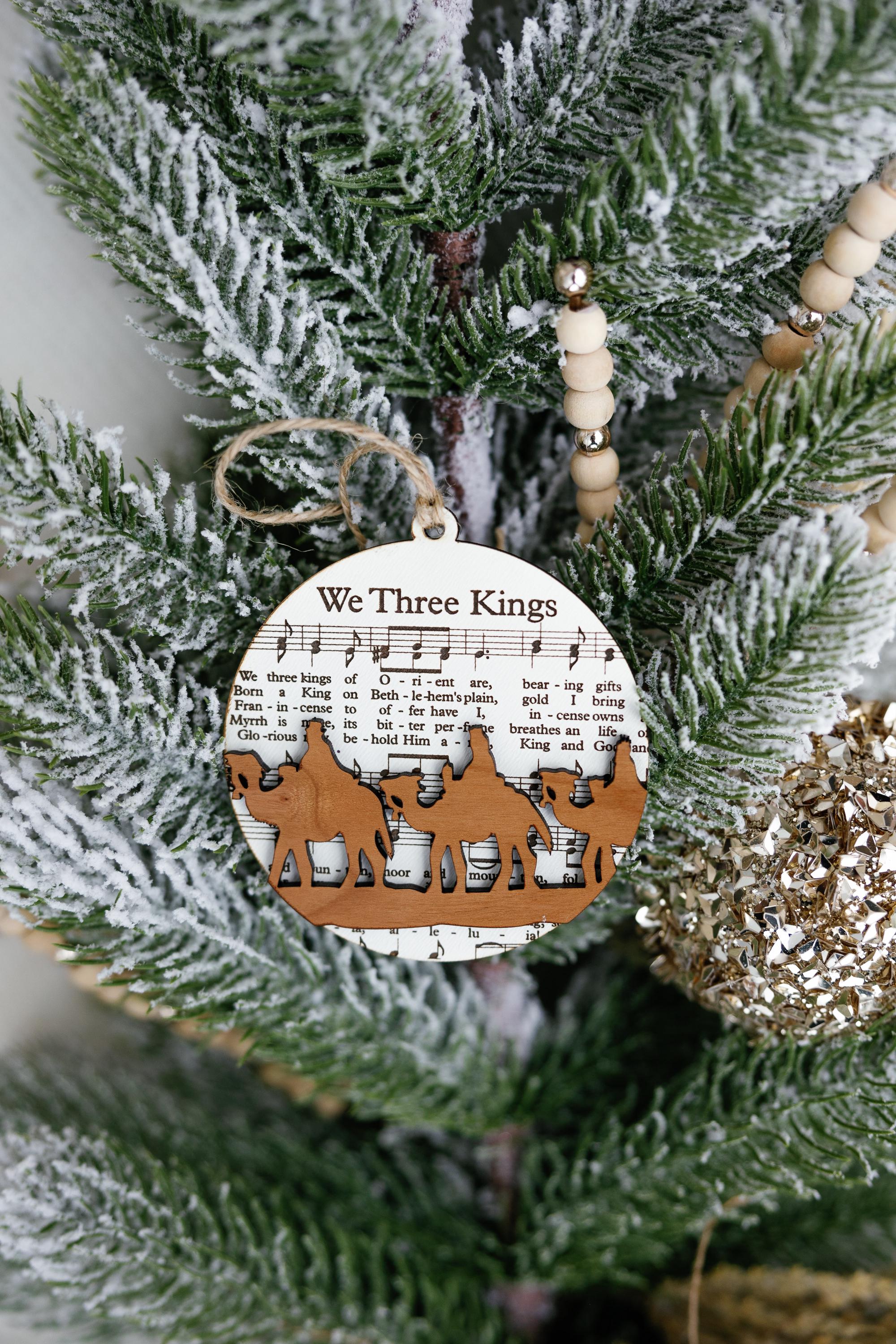Laser Cut Nativity Scene Ornament Set: Hymn Sheet Music Christmas Decor thumbnail 4