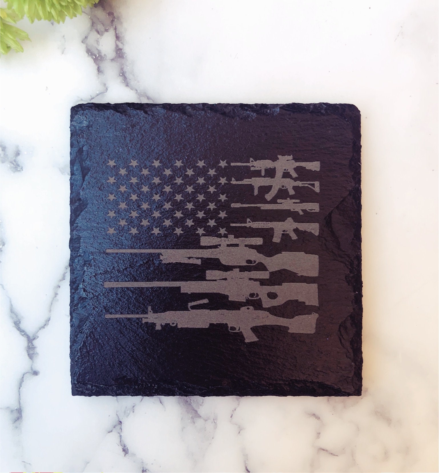 Engraved Slate 2nd Amendment Coasters – Gun Lover Gift thumbnail 2