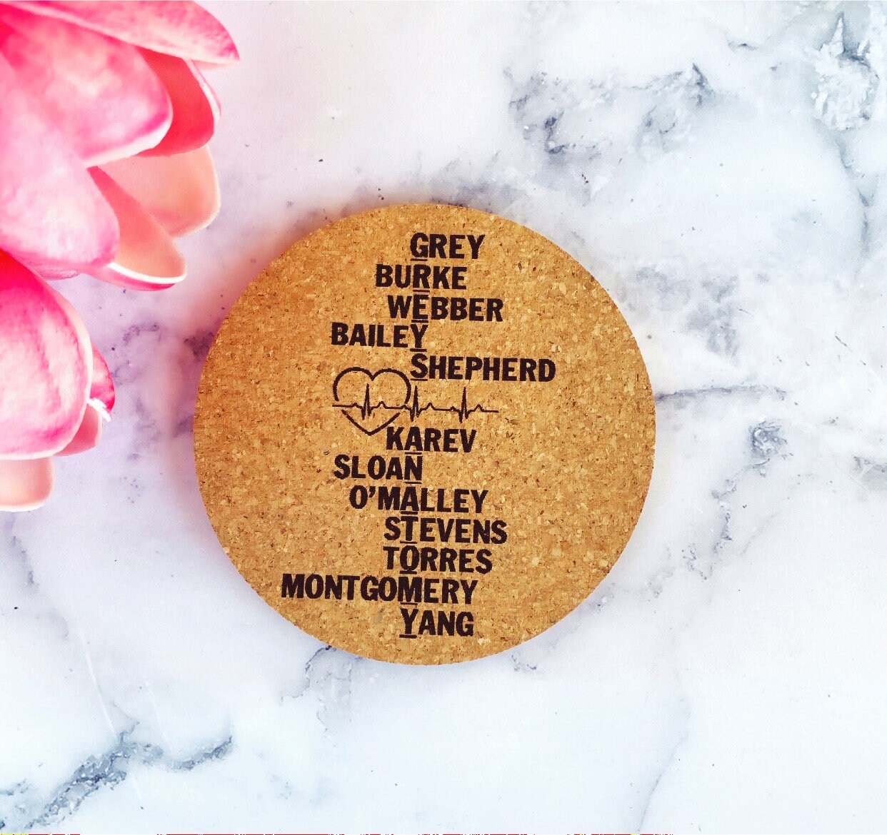 Grey's Anatomy Engraved Cork Coasters: TV Fan Gift thumbnail 9