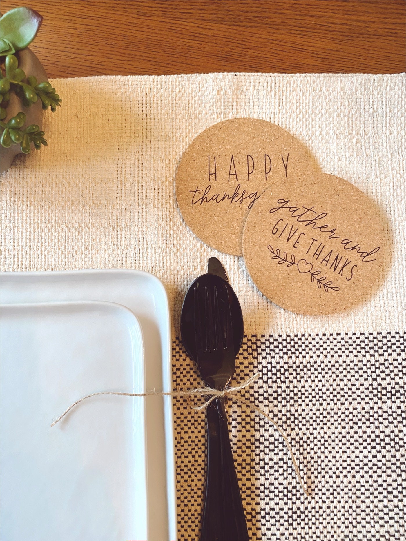 Thanksgiving Cork Coasters: Engraved Fall Table Decor thumbnail 2