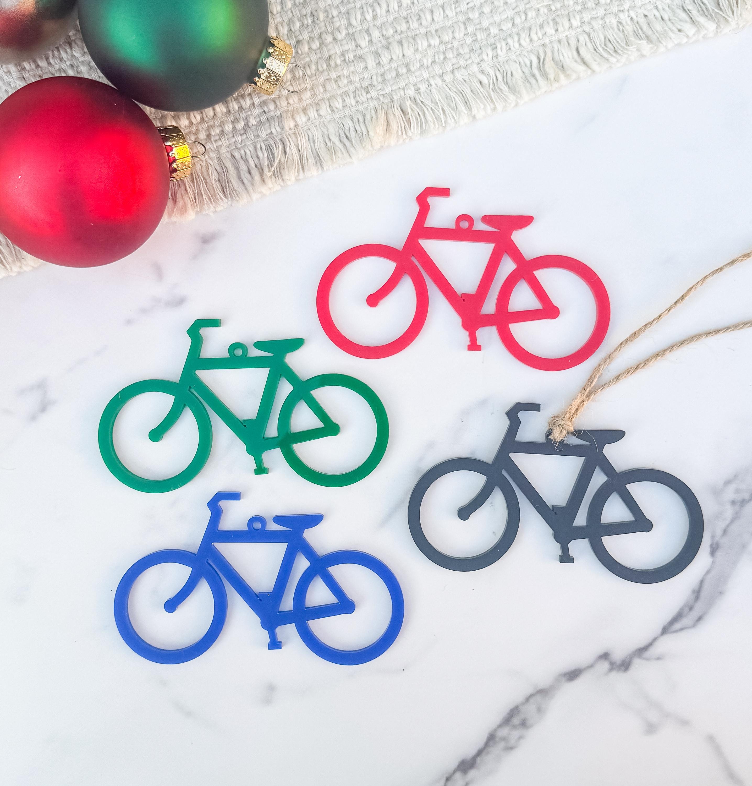 Acrylic & Wood Bike Christmas Ornament | Cyclist Holiday Gift thumbnail 2