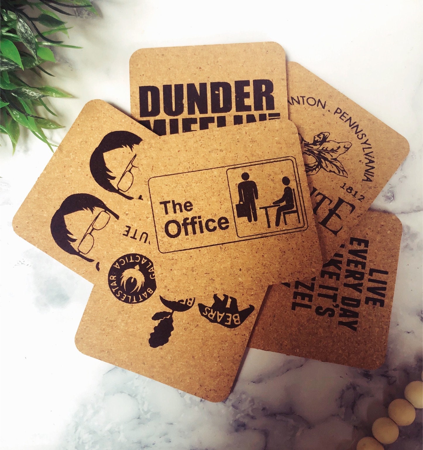 The Office Coasters: Engraved Cork Coaster Set thumbnail 2