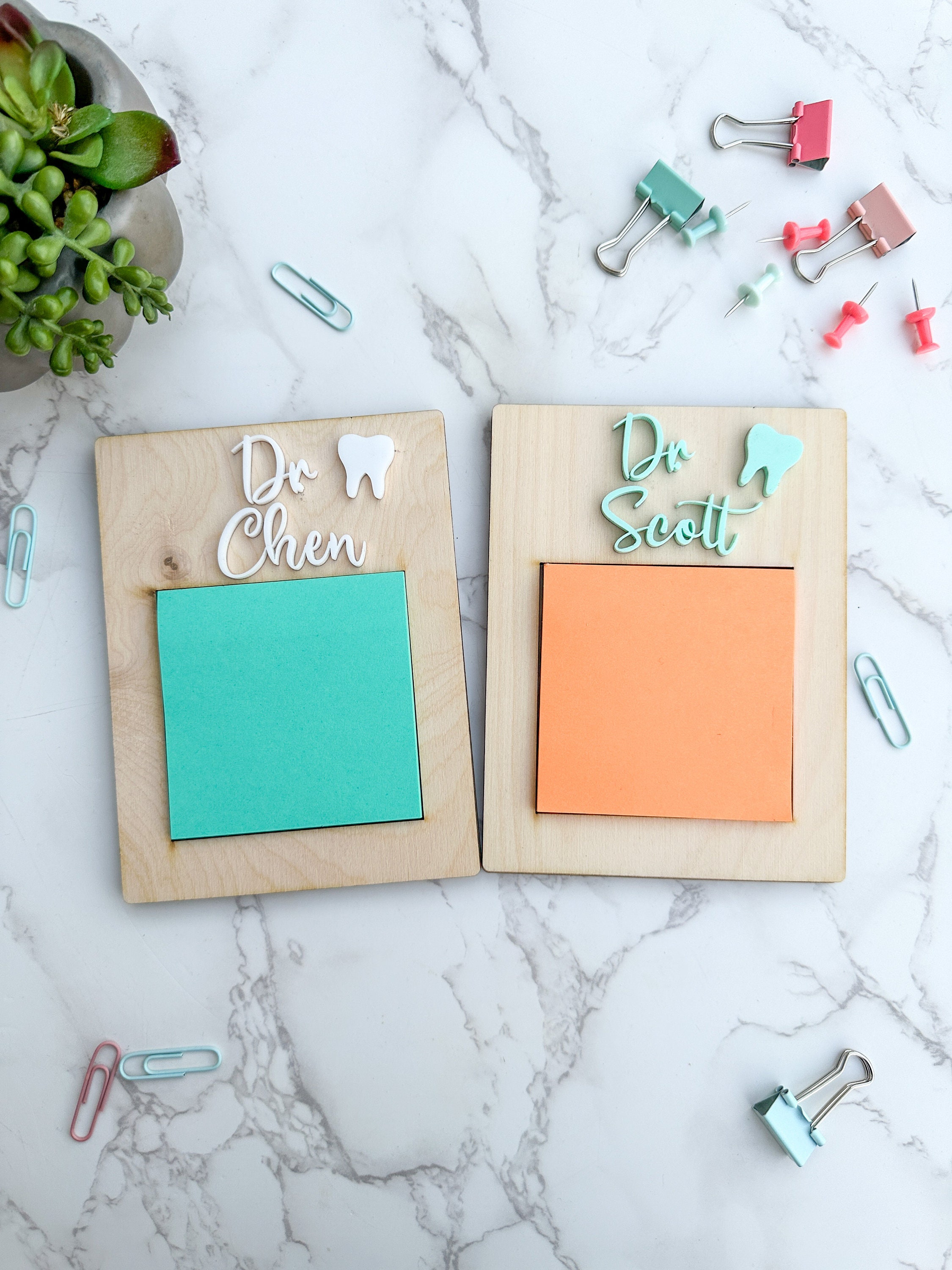 Personalized Wooden Sticky Note Holder: Laser-Cut Acrylic Name thumbnail 3