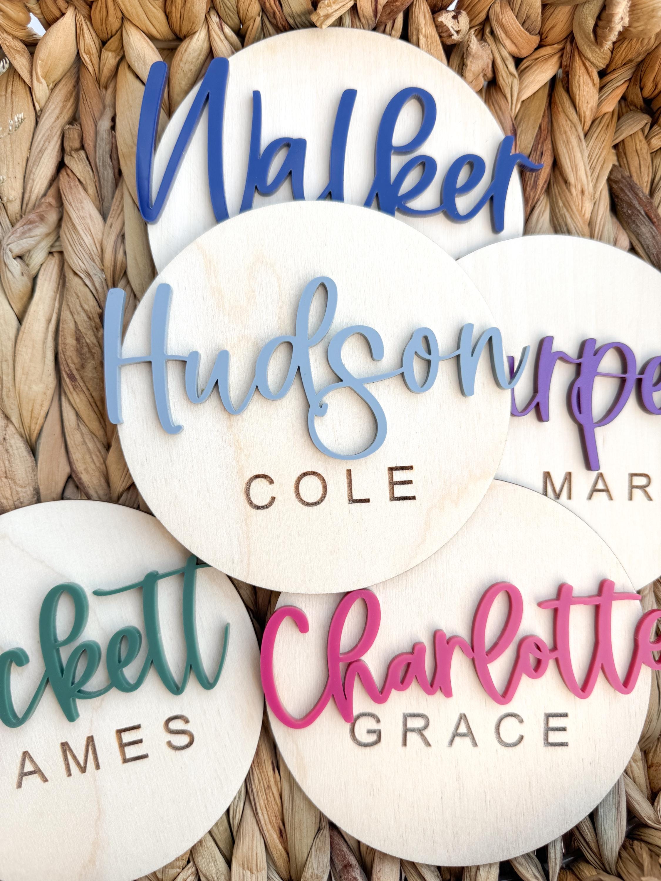 Personalized Wooden Baby Name Sign, Layered Acrylic First Name Plaque, Nursery Wall Decor thumbnail 7