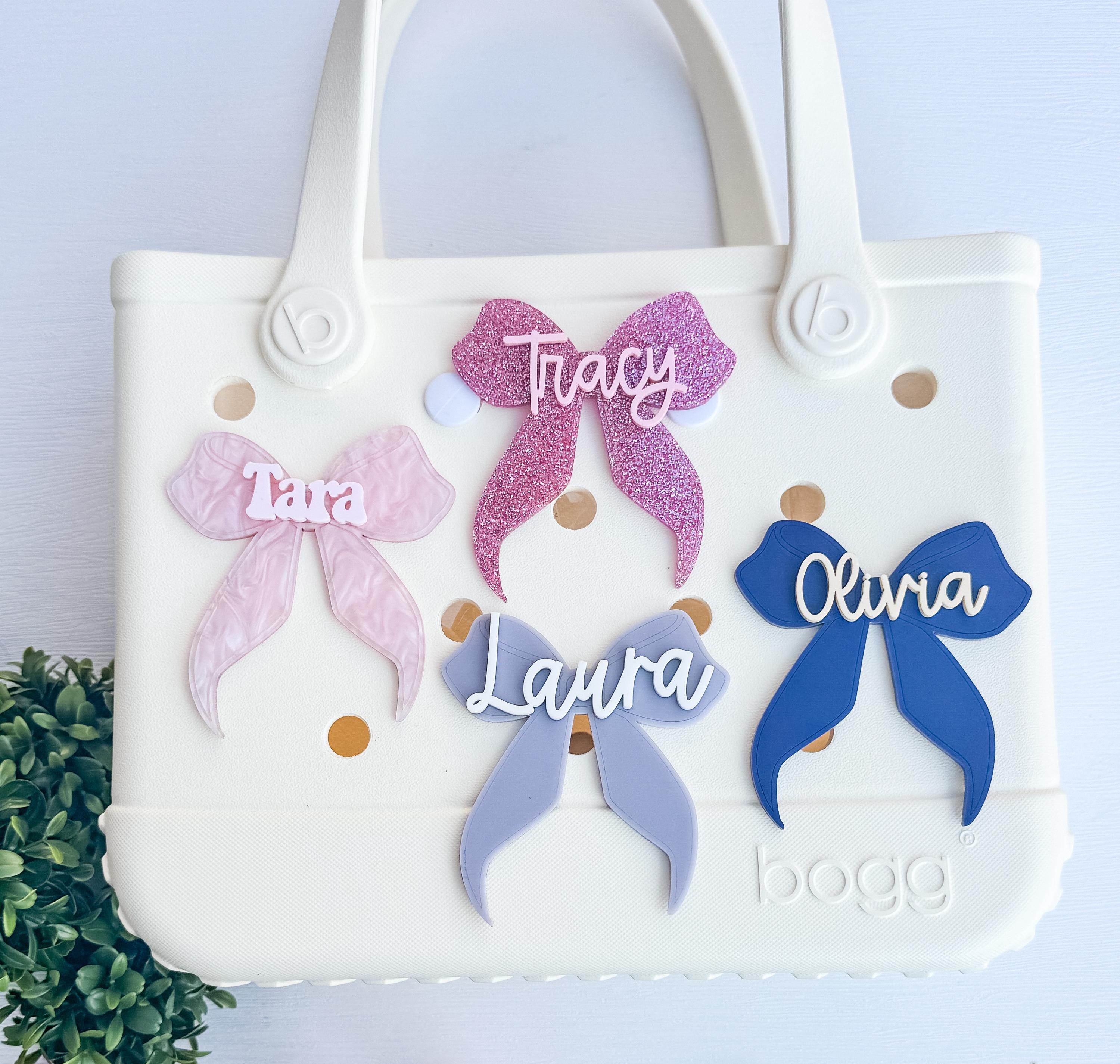 Personalized Acrylic Bow Bag Tag: Custom Name Charm for Bogg Bag thumbnail 4