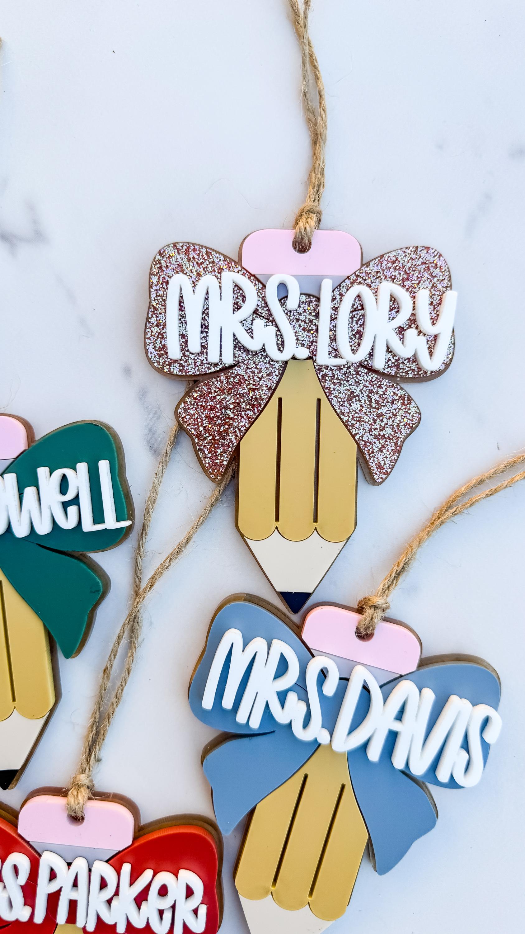 Personalized Acrylic Pencil Teacher Ornament, Christmas Gift thumbnail 6