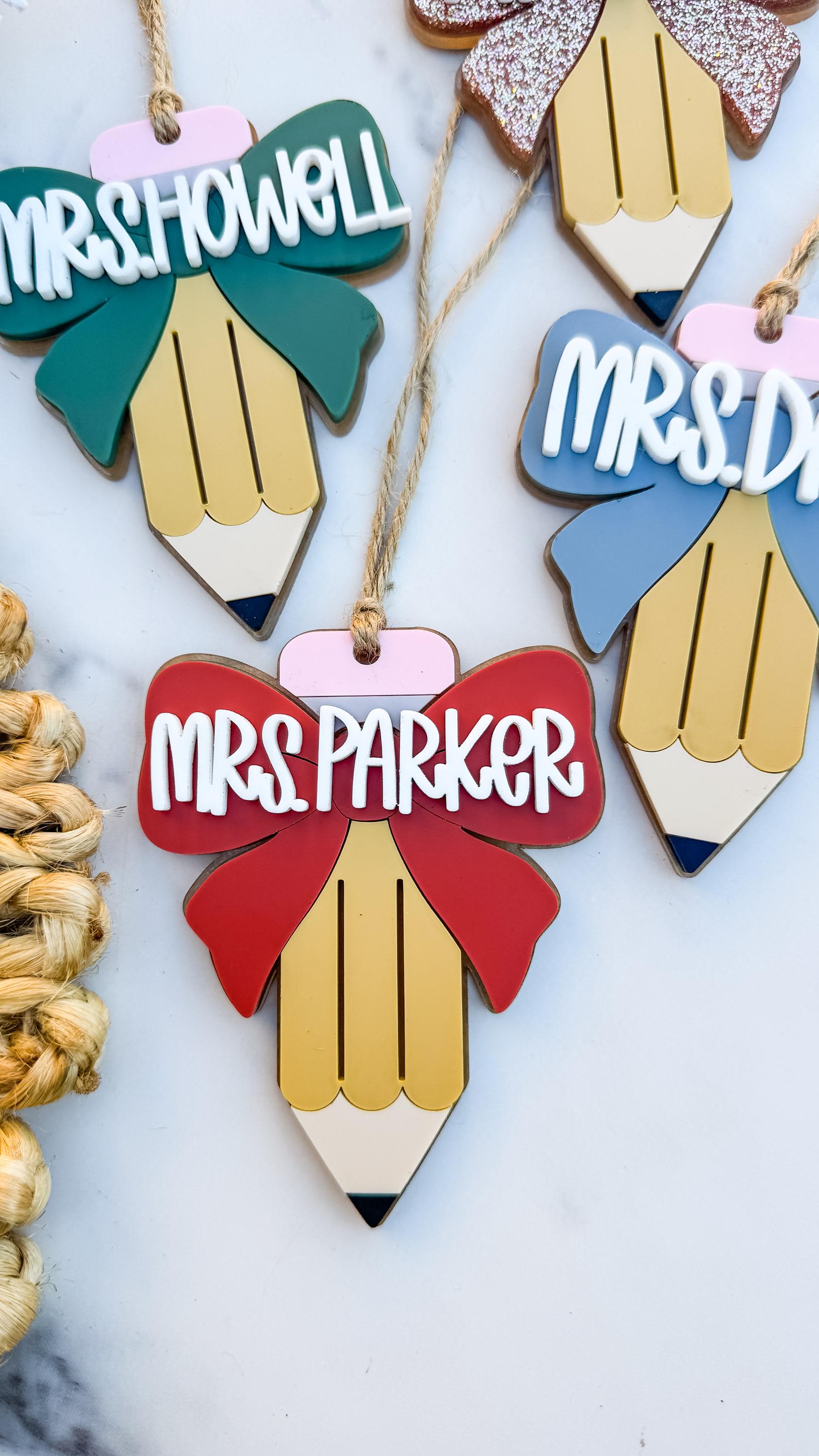 Personalized Acrylic Pencil Teacher Ornament, Christmas Gift thumbnail 5