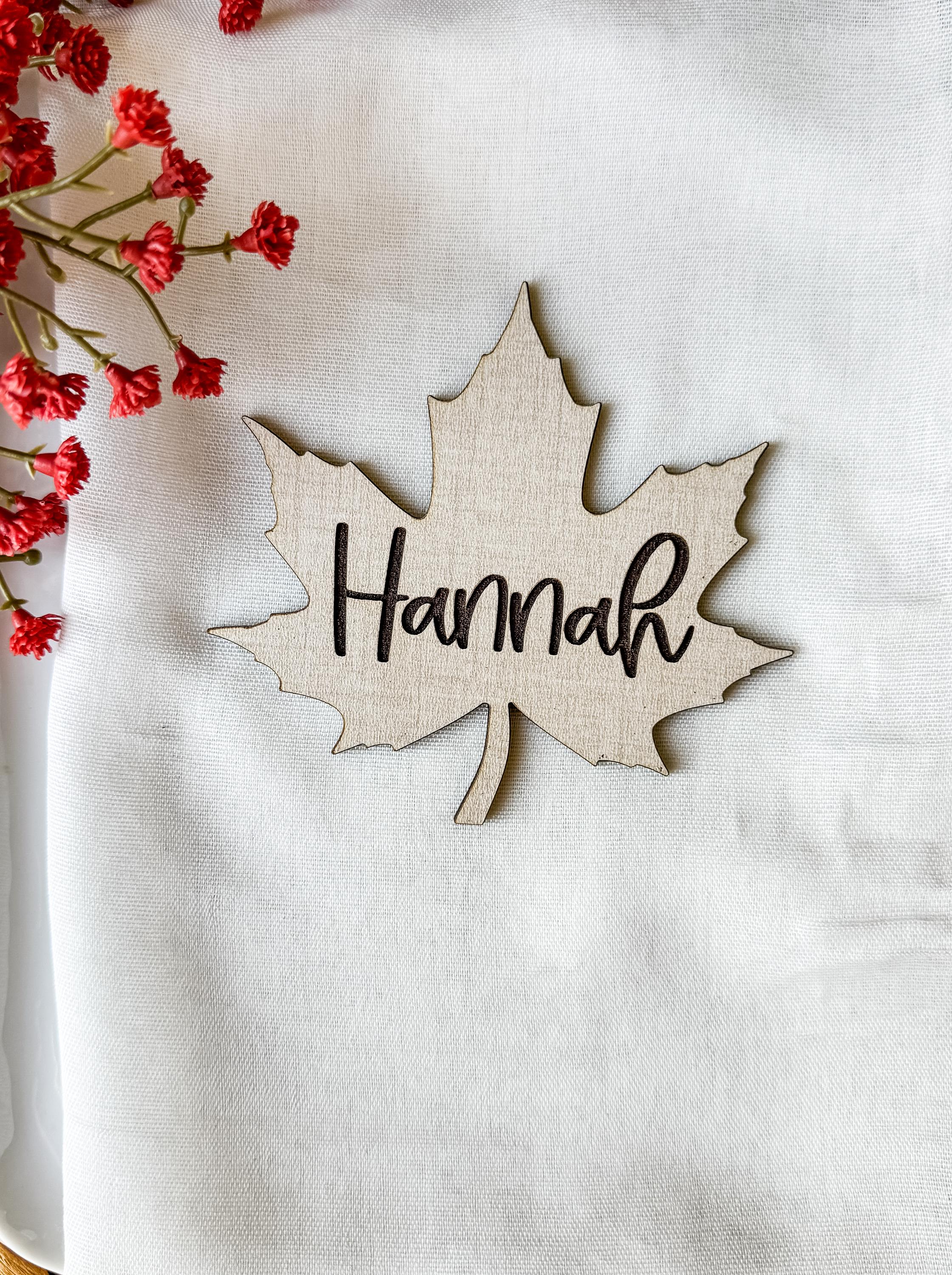 Engraved Maple Leaf Place Card: Fall Thanksgiving Table Decor thumbnail 4