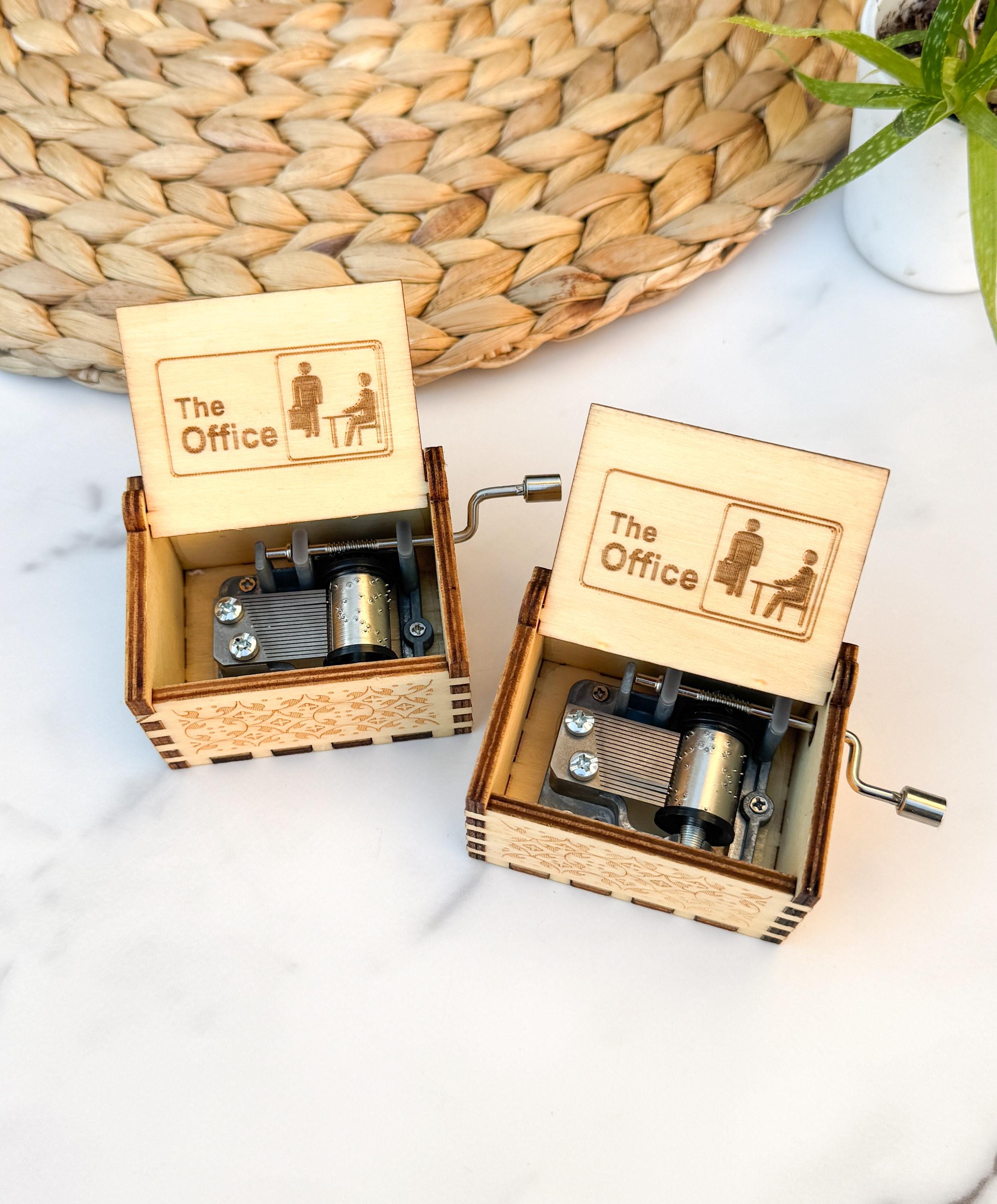 The Office Wooden Hand Crank Music Box Engraved TV Show Gift thumbnail 2
