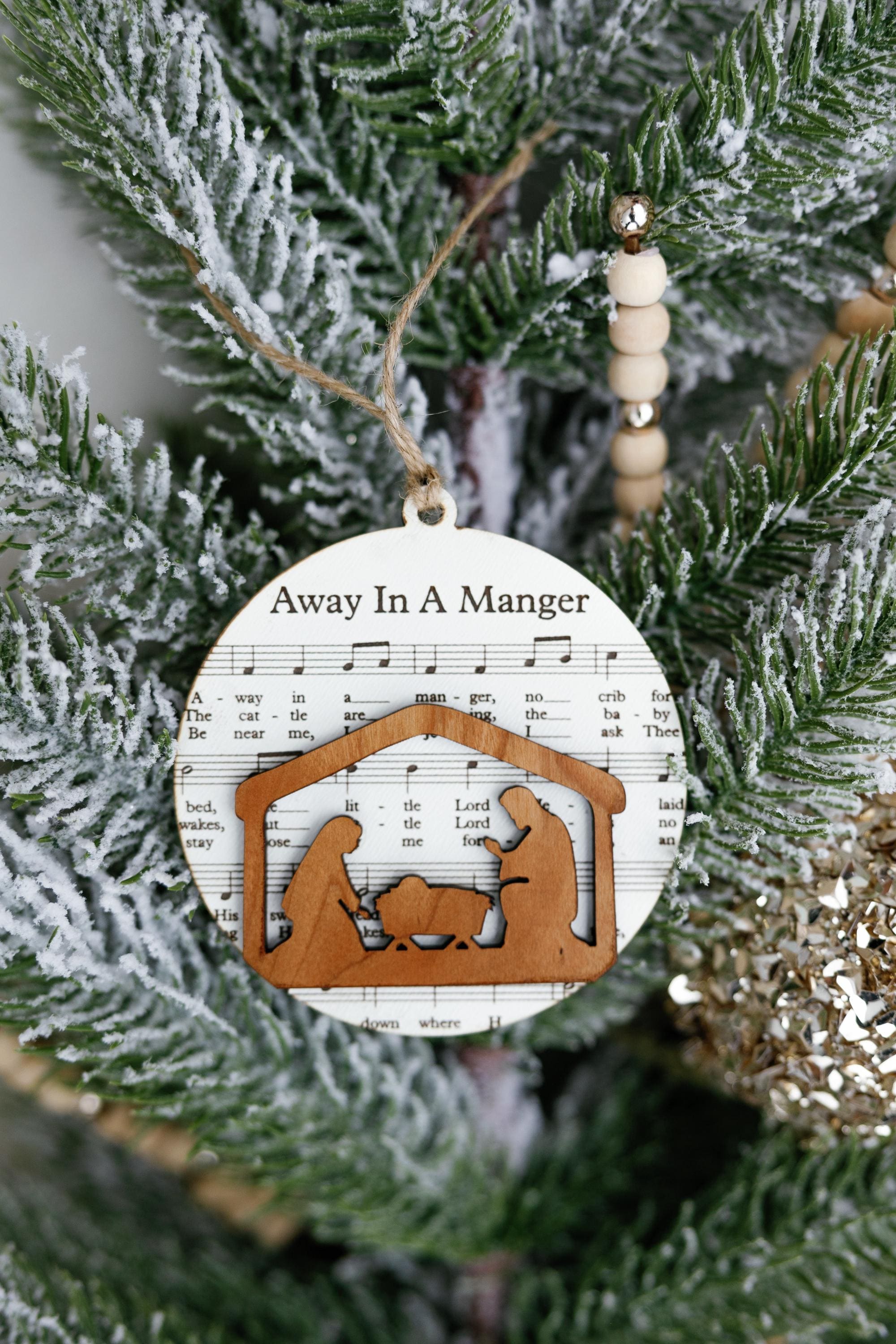 Laser Cut Nativity Scene Ornament Set: Hymn Sheet Music Christmas Decor thumbnail 5